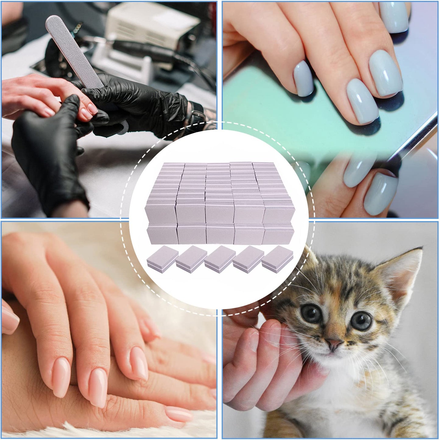 Nail Buffers (100 Pack), Mini Buffer Block Nail File for Acrylic Nails and Natural Nails, 100/180 Grit Nail Buffer Block Bulk Buffing Blocks for Nail Buff Professional Manicure File Blocks Set Gray