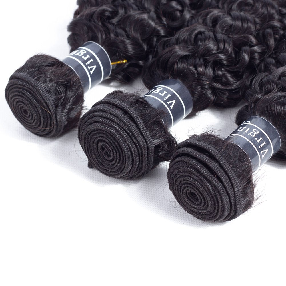 Amella Hair Brazilian Curly Hair Weave 3 Bundles(10 12 14inch, 285g) 100% Unprocessed Brazilian Virgin Kinkys Curly Human Hair Extensions Natural Black Color