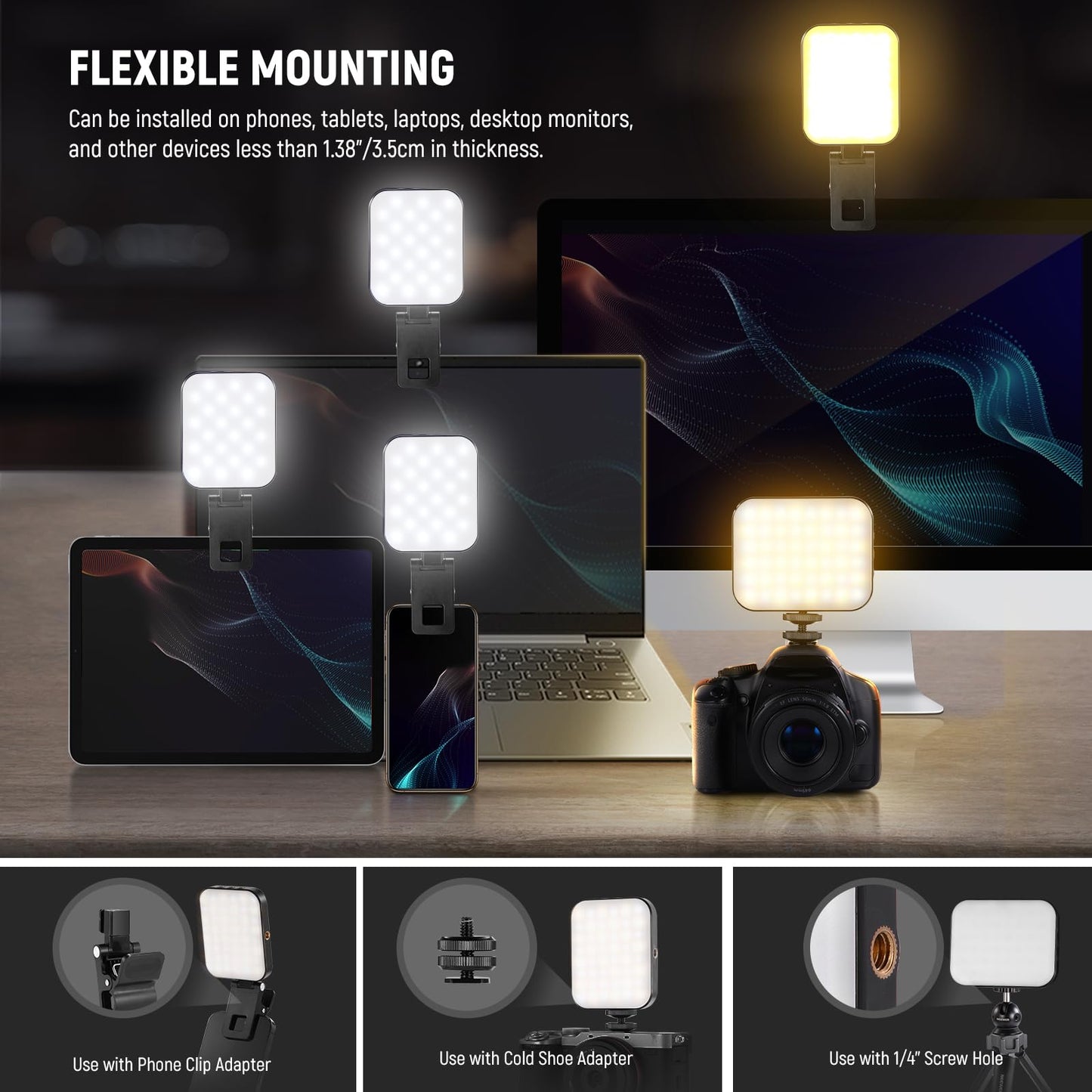 NEEWER BASICS Magnetic Selfie Light Compatible with MagSafe iPhone 16 15 Pro Max, Clip on Video Conference Lighting Fill Light for Computer Laptop Zoom Calls Live Streaming Outdoor Recording, BL48B
