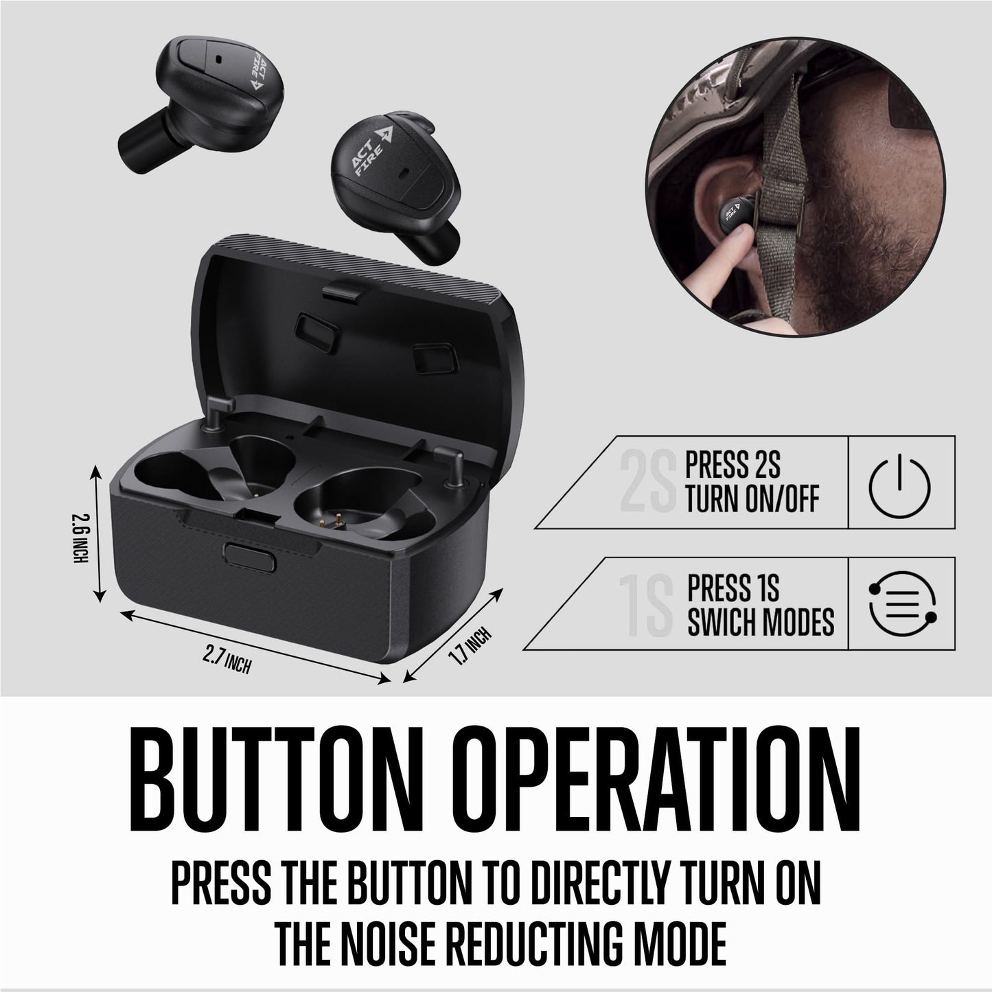 ACT FIRES Shooting Ear Protection Ear Plugs, Hearing Protection Earbuds Electronic Shooting Earplugs for Noise Reduction