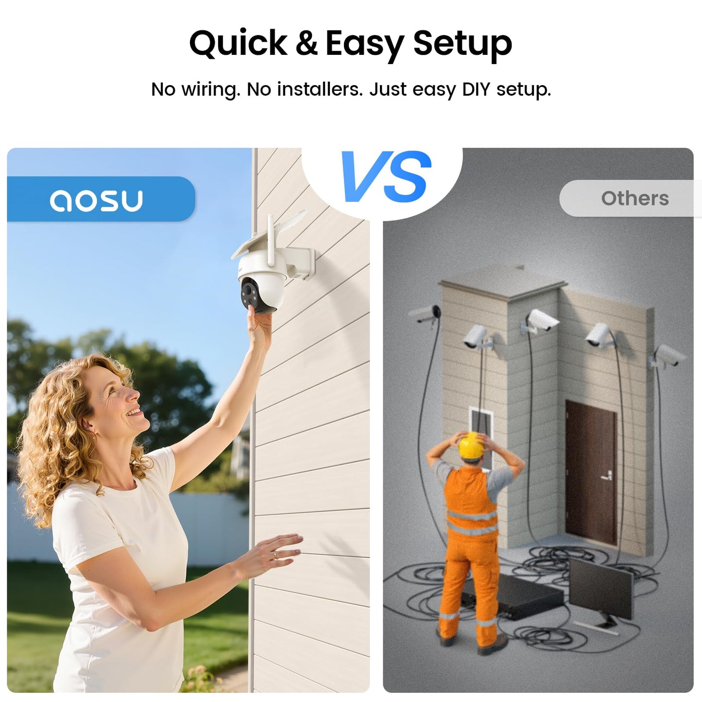 AOSU Security Cameras Wireless Outdoor, 6 Cam Kit, No Subscription, New 2nd Homebase Expandable to 1TB (32GB Built-In), 5MP Solar Camera Wireless Outdoor,360° Pan & Tilt,Human Auto Tracking,Easy Setup