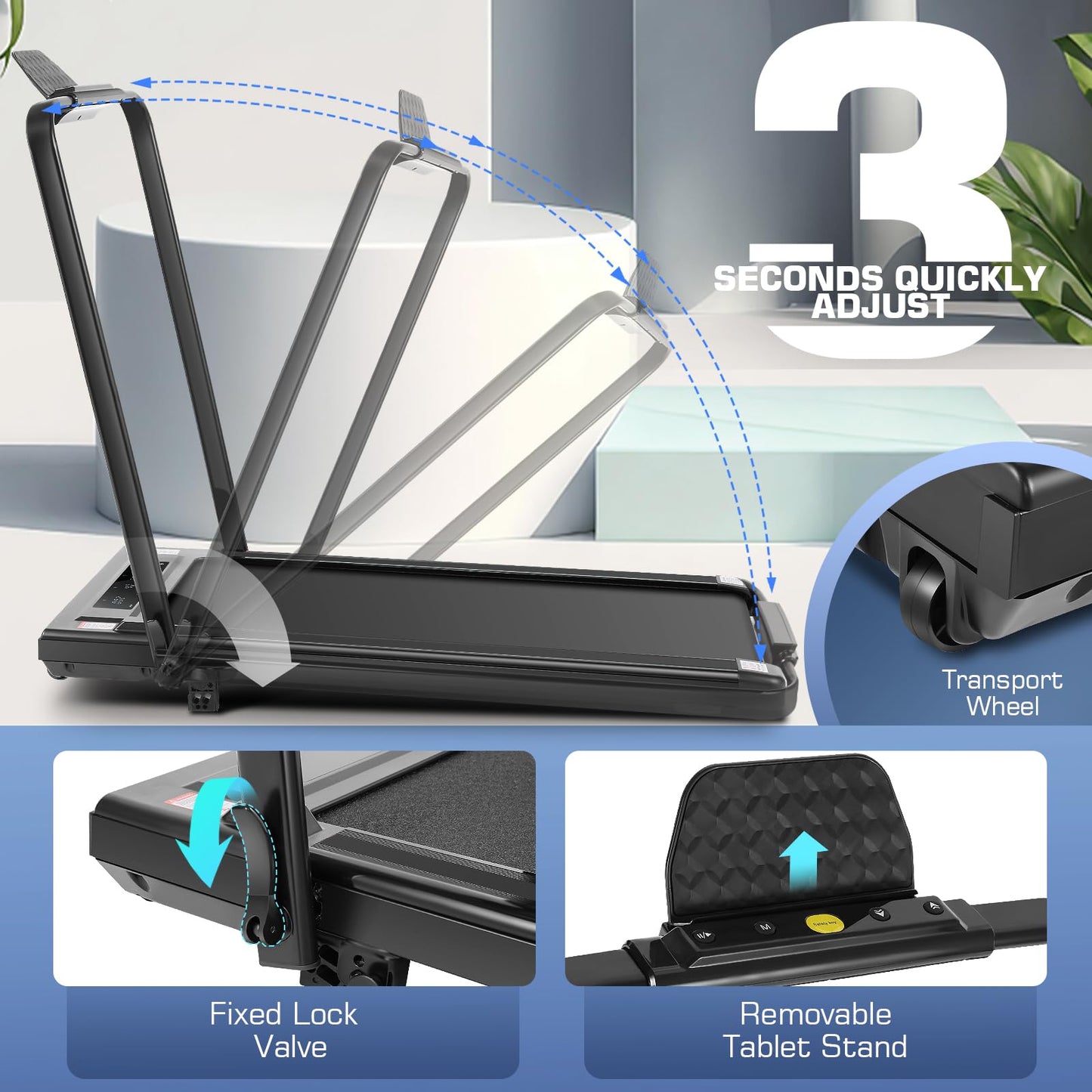 ANCHEER Folding Under Desk Treadmill, 2 in 1 Walking Pad Treadmill with Remote Control, Quiet Jogging Running Electric Machine for Home Office