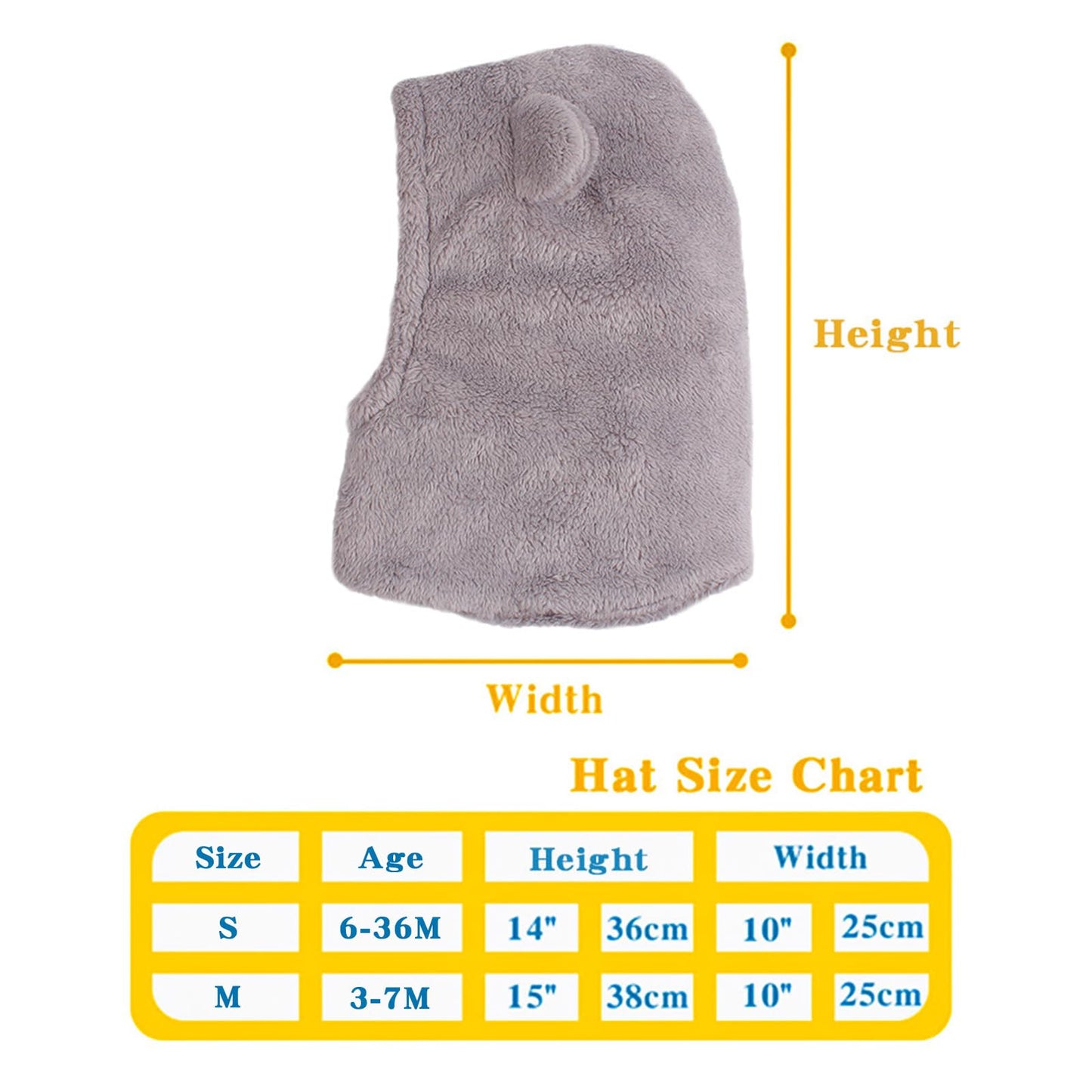 Baby Girls Winter Hat Boys Warm Scarf Hat Kids Thick Earflap Hood Cap with Ear 6M-7T (Gray,S)
