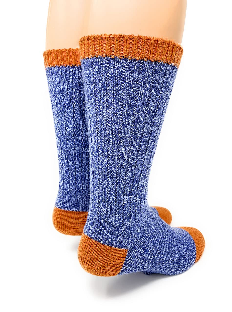WARRIOR ALPACA SOCKS - Unisex Base Camp Alpaca Wool Hiking Socks for Men & Women (Medium, Blue/Orange)