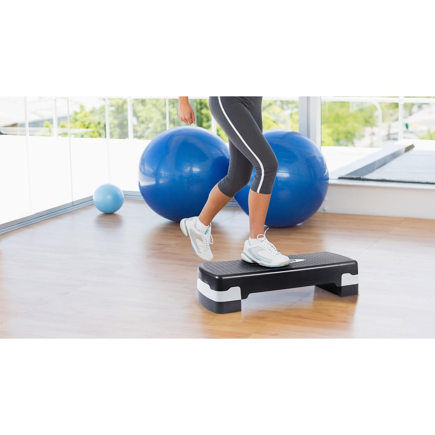 HolaHatha Compact Portable Aerobic Step Platform Workout Exercise Equipment, Fitness Cardio Stepper w/Adjustable Height for Home Gym & Travel, Silver