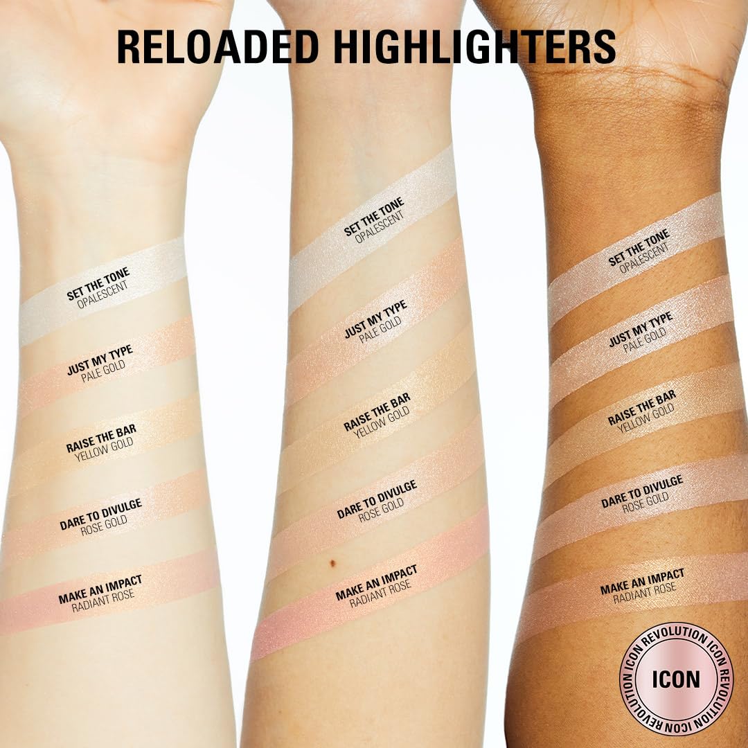 Revolution Reloaded Pressed Powder Highlighter, Intensely Pigmented for a High Impact Dewy Finish, Just My Type, 0.22 Oz