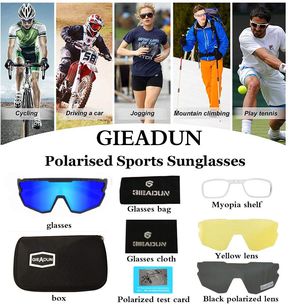 GIEADUN Sports Sunglasses Polarized Cycling Glasses Adults and Youth softball Glasses Baseball,Fishing, Ski,Golf