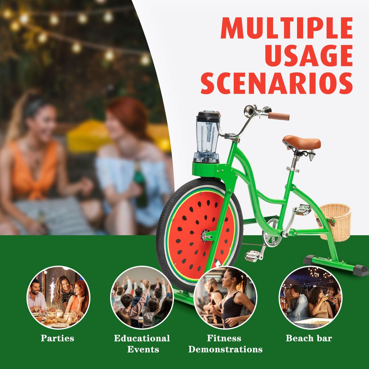 Beach Party Blender Bike - Stationary Smoothie Blender & Juicer Smoothie Bike/customized Cheap juicer blender bike Stationary bike (Orange)