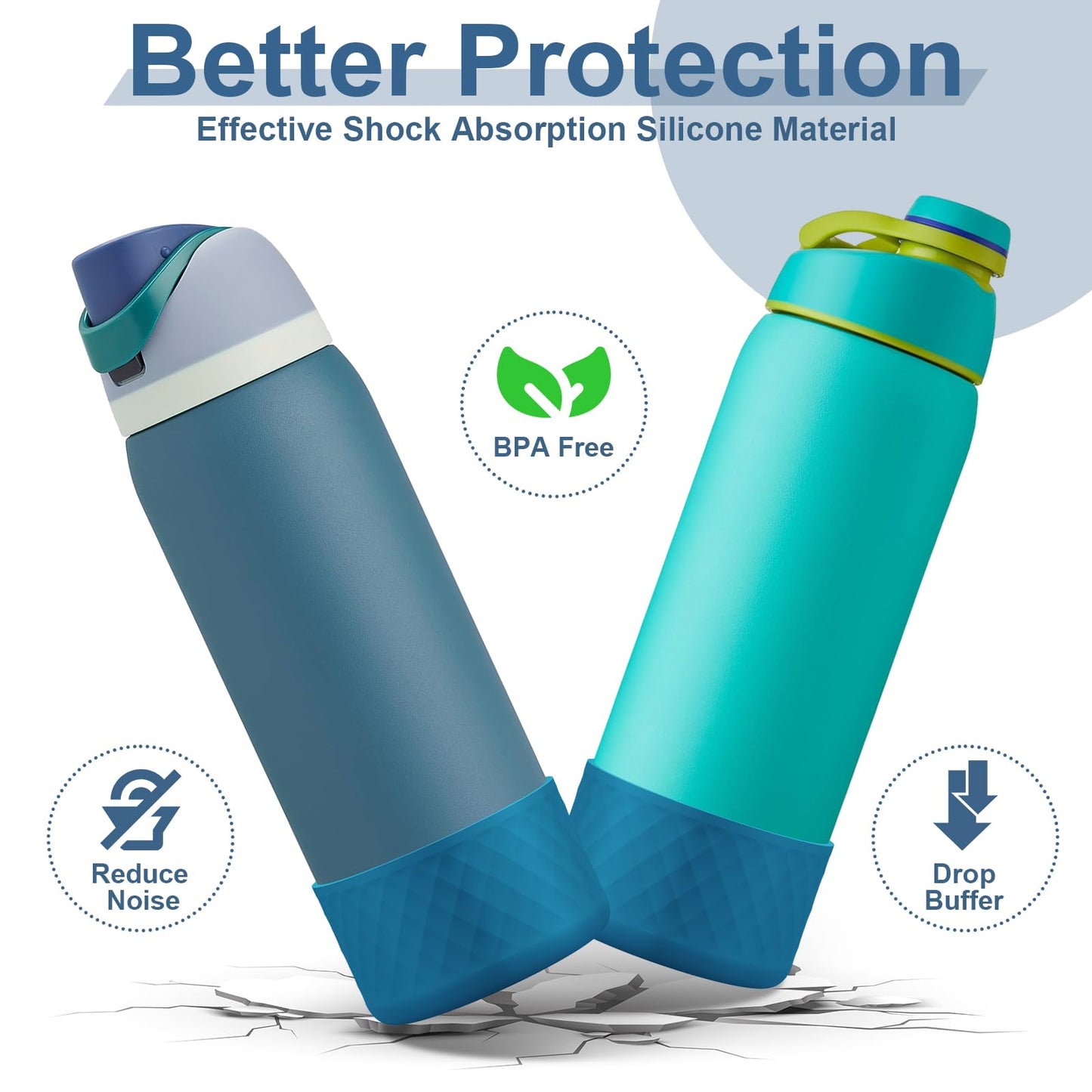 Alwenid 2PCS Silicone Water Bottle Boot for Owala 40 Oz, Anti-Slip Protective Sleeve Bottom Bumper Protector for FreeSip, Twist, and Flip Stainless Steel Water Bottles (Dark Blue)