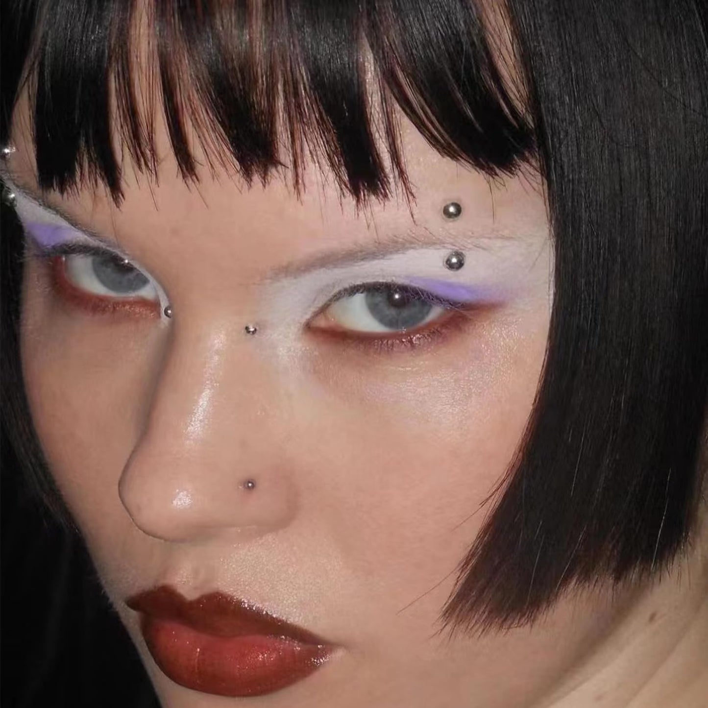 nooepc Gold and Silver Face Gems Fake Piercings, Fake Lip Ring Fake Nose Ring Fake Eyebrow Piercing Fake Lip Piercing Self-Adhesive Face Sticker Fake Piercing Balls