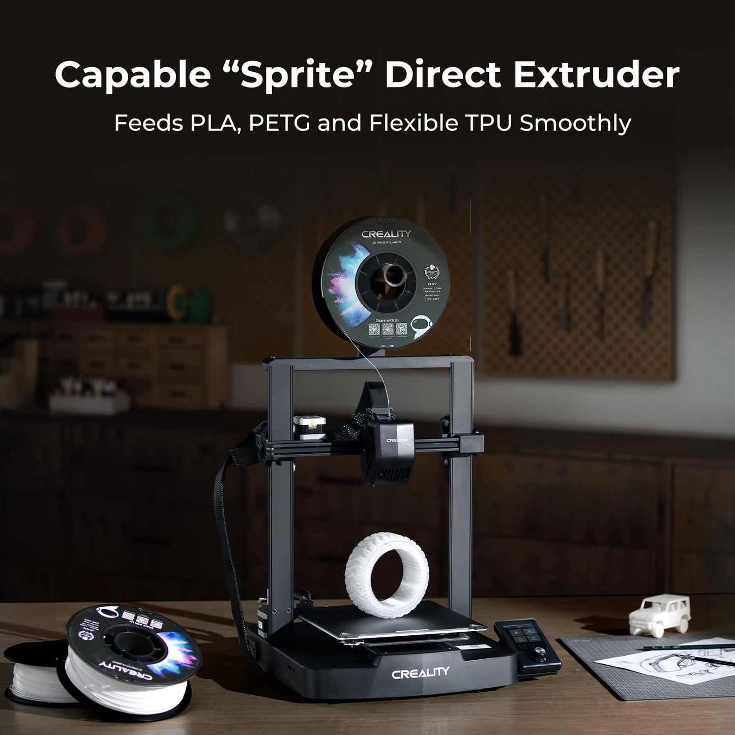 Creality Ender 3 V3 SE 3D Printer Bundle 2kg Black & White PLA 1.75mm