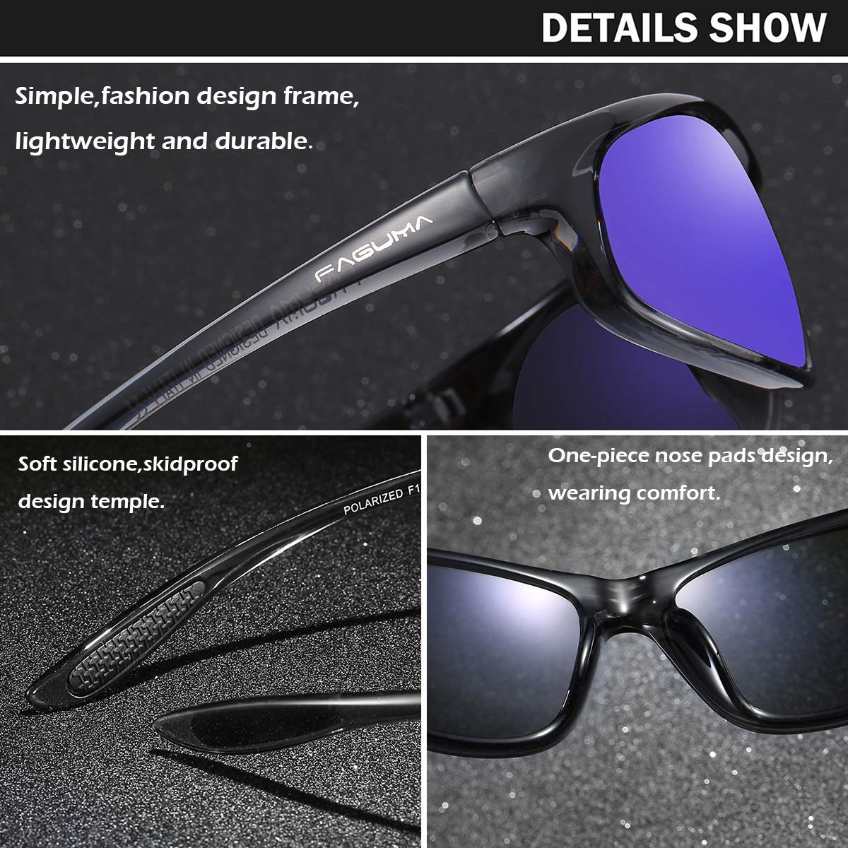 FAGUMA Polarized Sports Sunglasses For Men Cycling Driving Fishing 100% UV Protection