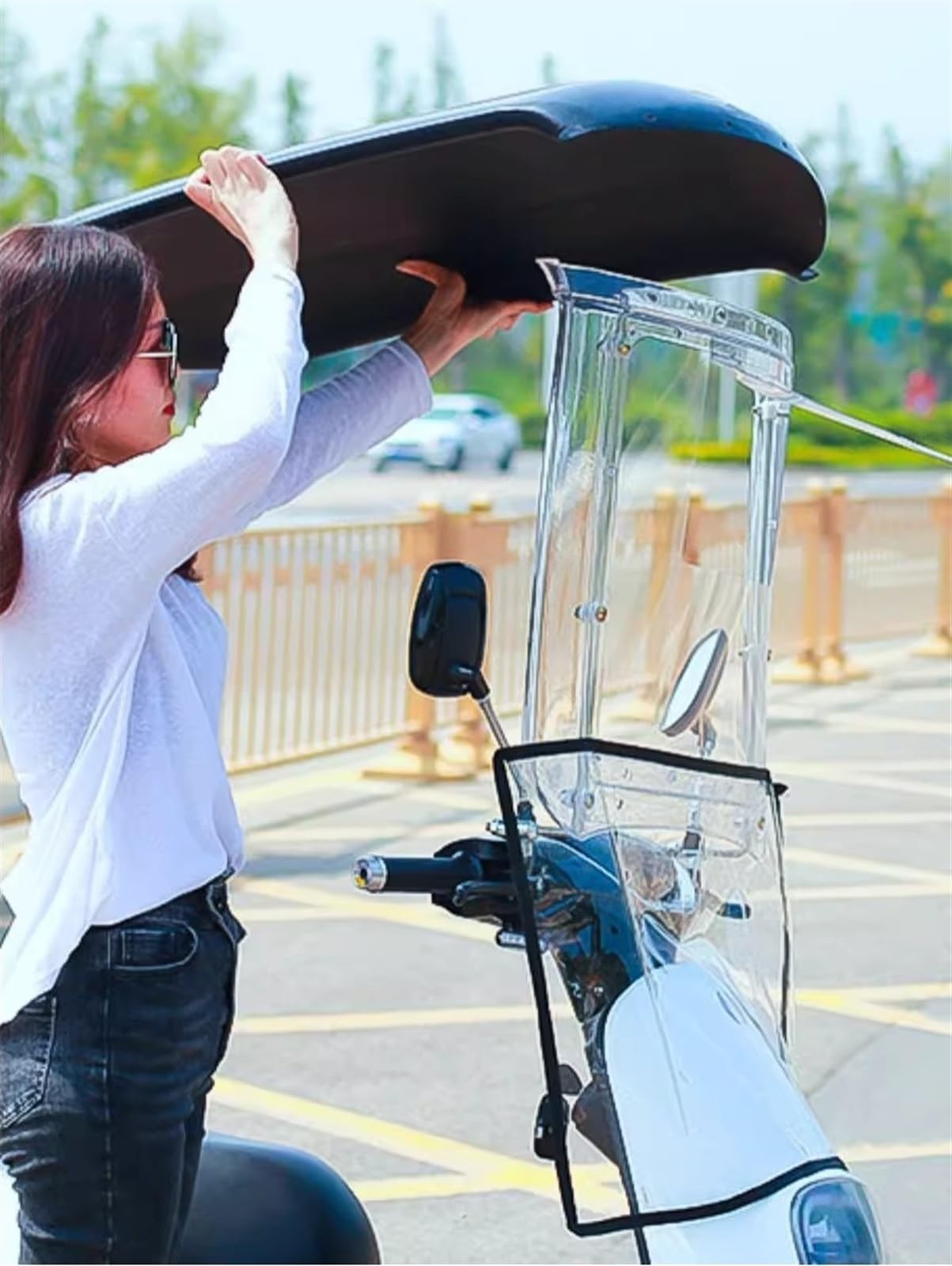 Electric Bike Cover Waterproof Canopy Umbrella for Mobility Scooters & Battery Cars - Universal Outdoor Sunshade for Electric Motorcycles (Size A)