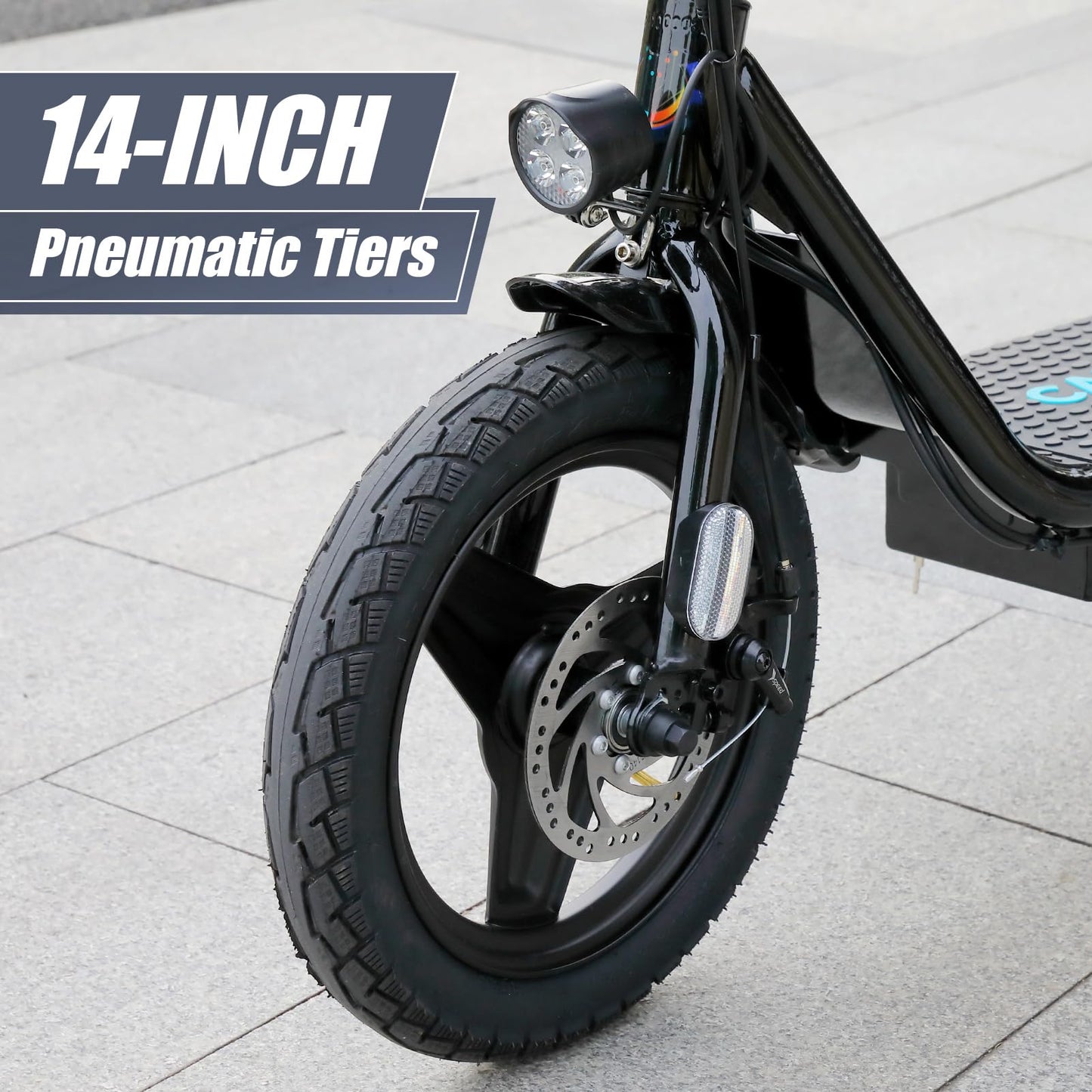 Caroma Electric Scooter with Seat for Adults, 14" Fat Tire Electric Scooter Adults, 15-Mile Range, Speed up to 20MPH