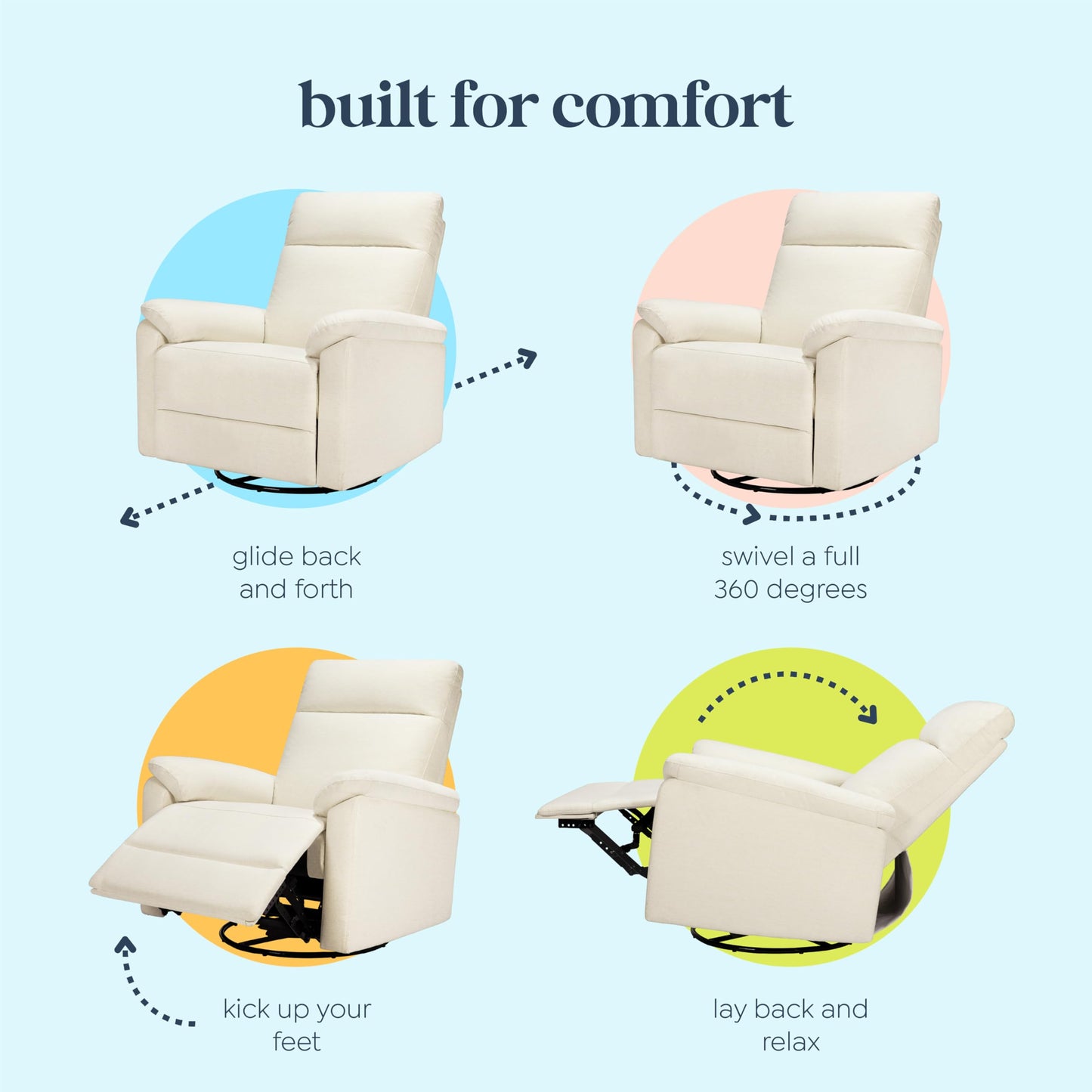DaVinci Suzy Glider Recliner Nursery Chair - Versatile Glider Rocking Chair for Nursery and Living Room - GREENGUARD Gold, FSC & Certi-PUR US Certified - 360° Swivel Rocker Recliner - Vanilla