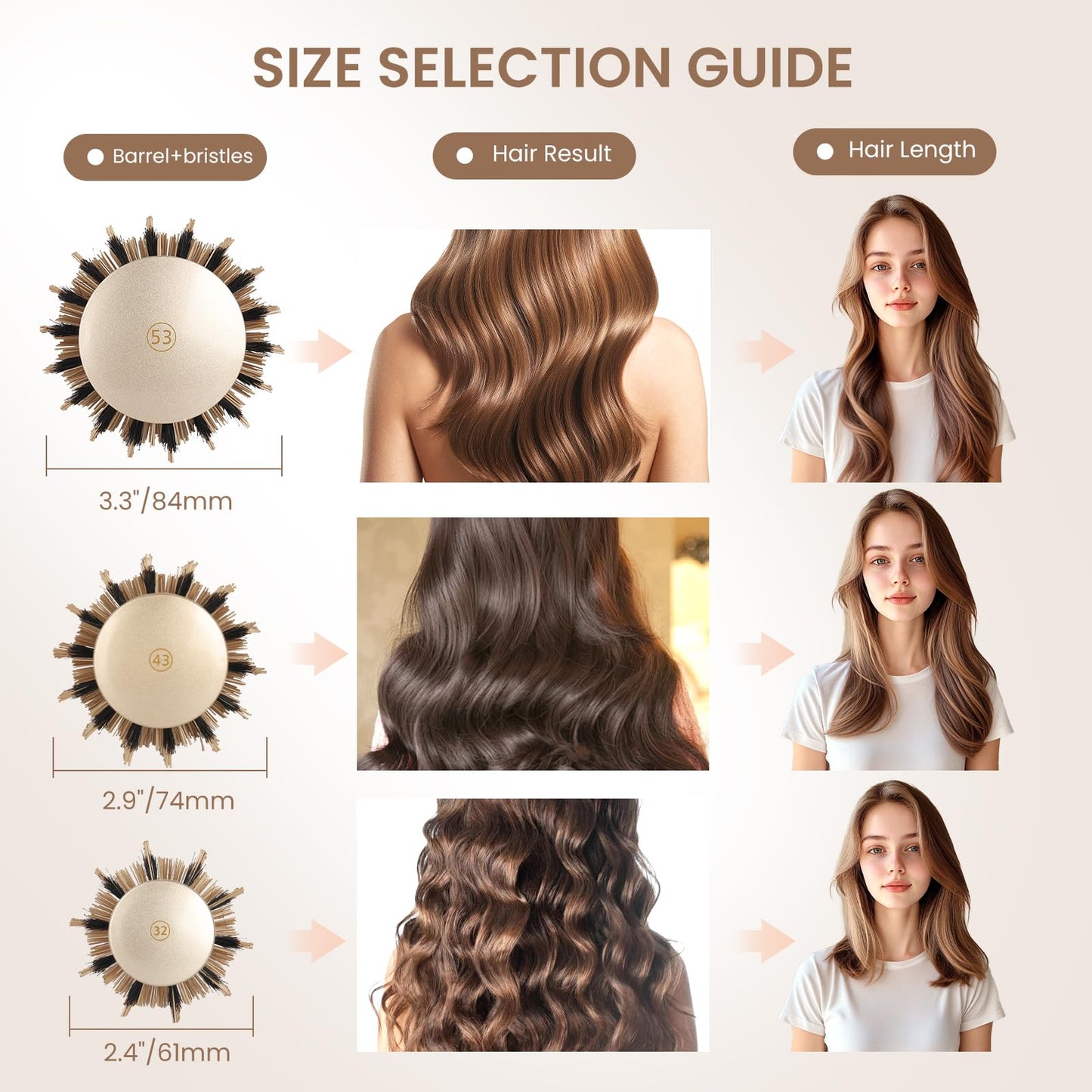 AIMIKE Round Hair Brush, 1 inch Barrel with Boar Bristles, Nano Thermal Ceramic & Ionic Tech, for Blow Drying, Styling, Curling and Shine + 4 Clips (Gold, Unisex, Fine Hair, Short Hair, Anti-Frizz)