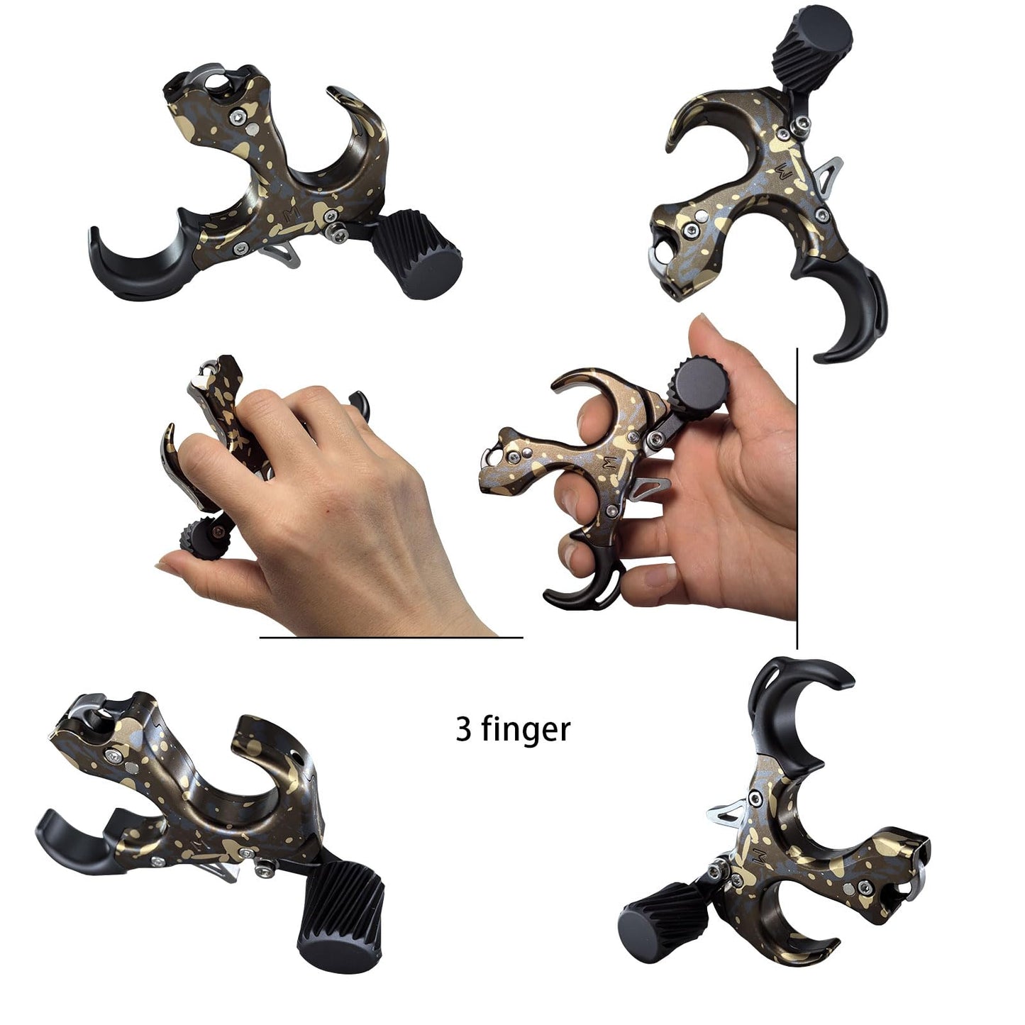 Compound Bow Aid Releaser with Wrist Straps and Adjustment Tool,Archery Release Aids with 3&4 Thumb Release Adjustable,Aluminum Alloy Aids.for left and right Handers. (camouflage)