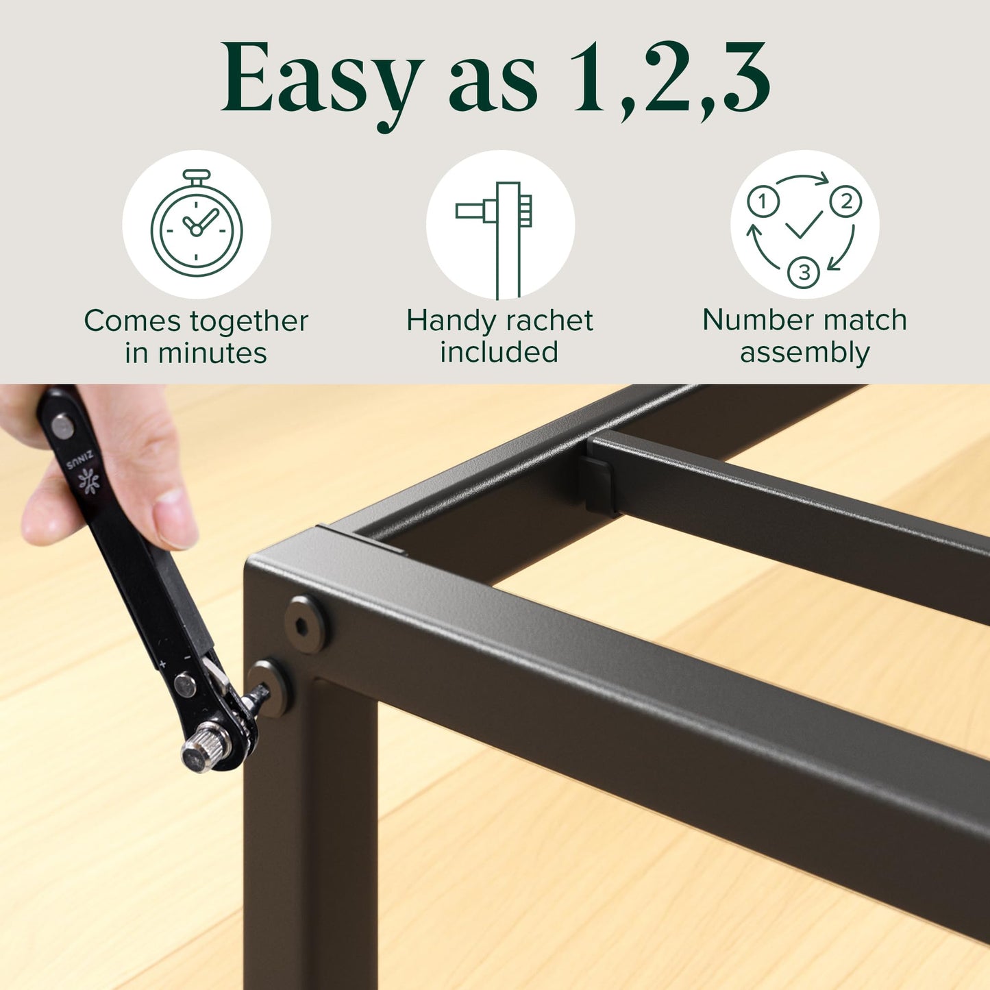 ZINUS Lorelei 14 Inch Metal Platform Bed Frame, Steel Slat Support, No Box Spring Needed, Eco Friendly WonderBox(TM) Packaging, 12.4” Underbed Storage, Easy Assembly, Black, Full