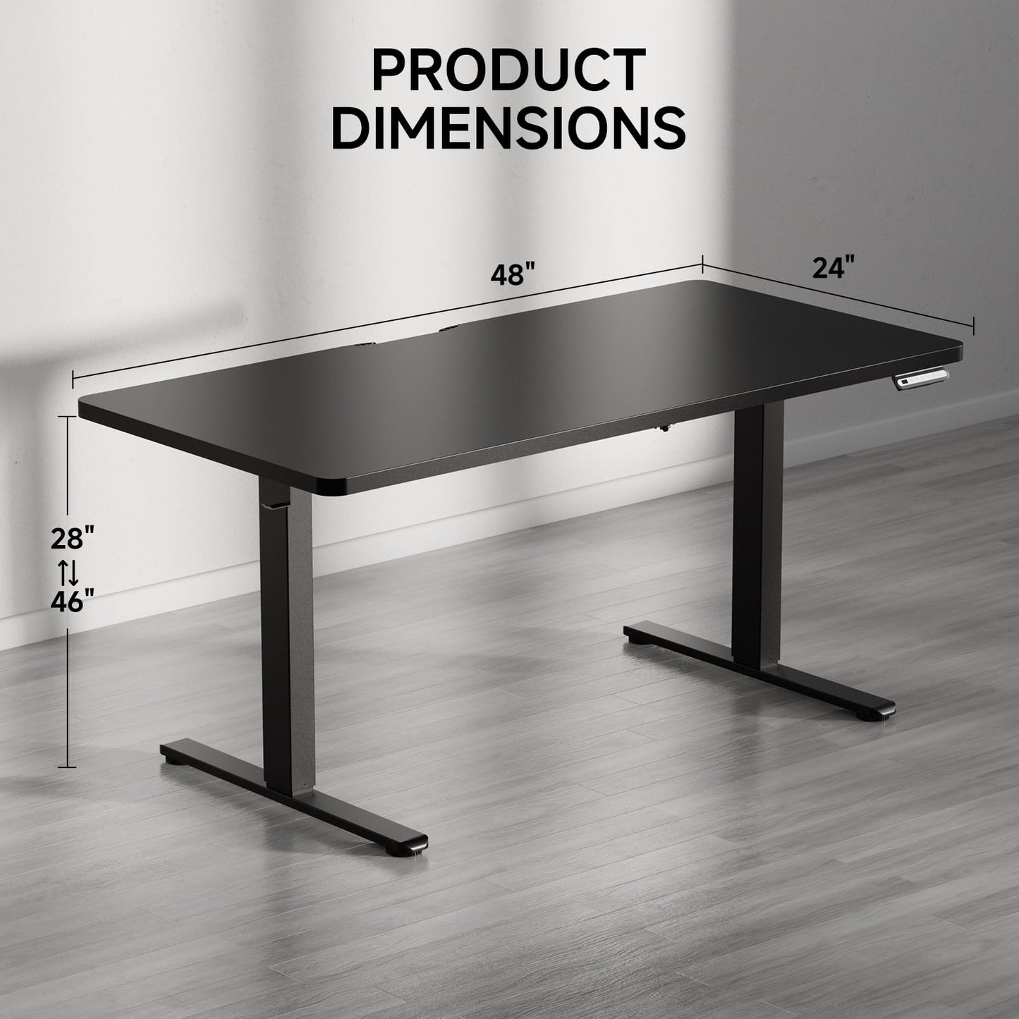 GTRACING Electric Standing Desk, 48 x 24 Inches Sit Stand up Desk with Memory Preset Controller, Height Adjustable Ergonomic Home Office Computer Desk (Black)