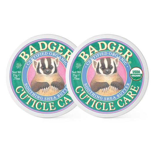 Badger Cuticle Care, 100% Organic Cuticle Cream for Natural Nail Care, Soothe & Restore Dry & Splitting Cuticles, Rich Shea Butter, Light Citrus Scent, .75oz Tin, 2-Pack