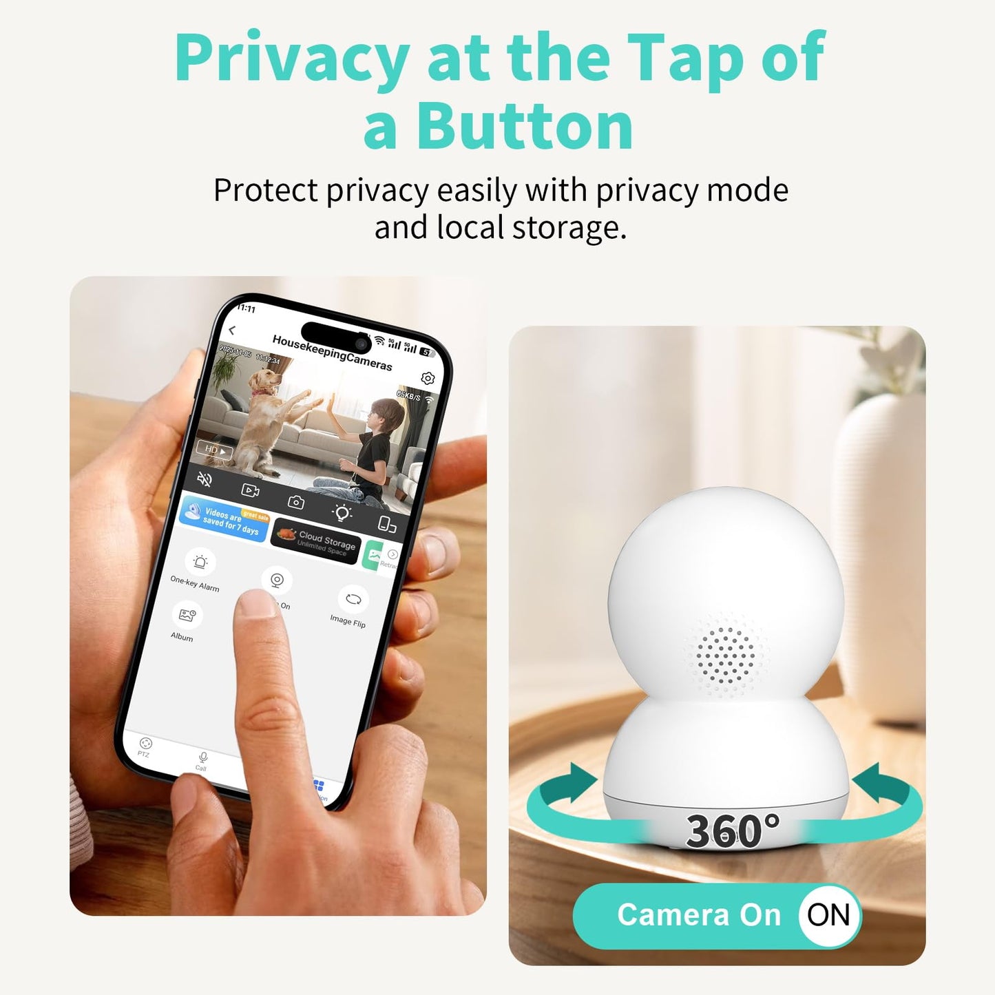Alaga Indoor Security Camera 3K,Baby Monitor,Human Pet Motion for Home Security, 5G and 2.4G WiFi,Night Vision, Speaker,Compatible with Alexa and Google Assistant