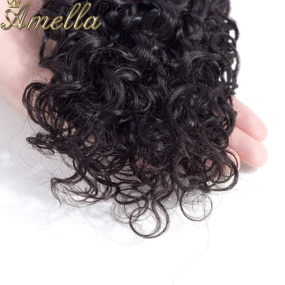 Amella Hair 8A Brazilian Virgin Curly Hair (12" 12" 12”,300g) 3 Bundles Weave 100% Unprocessed Brazilian Virgin Curly Hair Bundles Natural Black Color Brazilian Kinky Curly Hair Weave Bundles