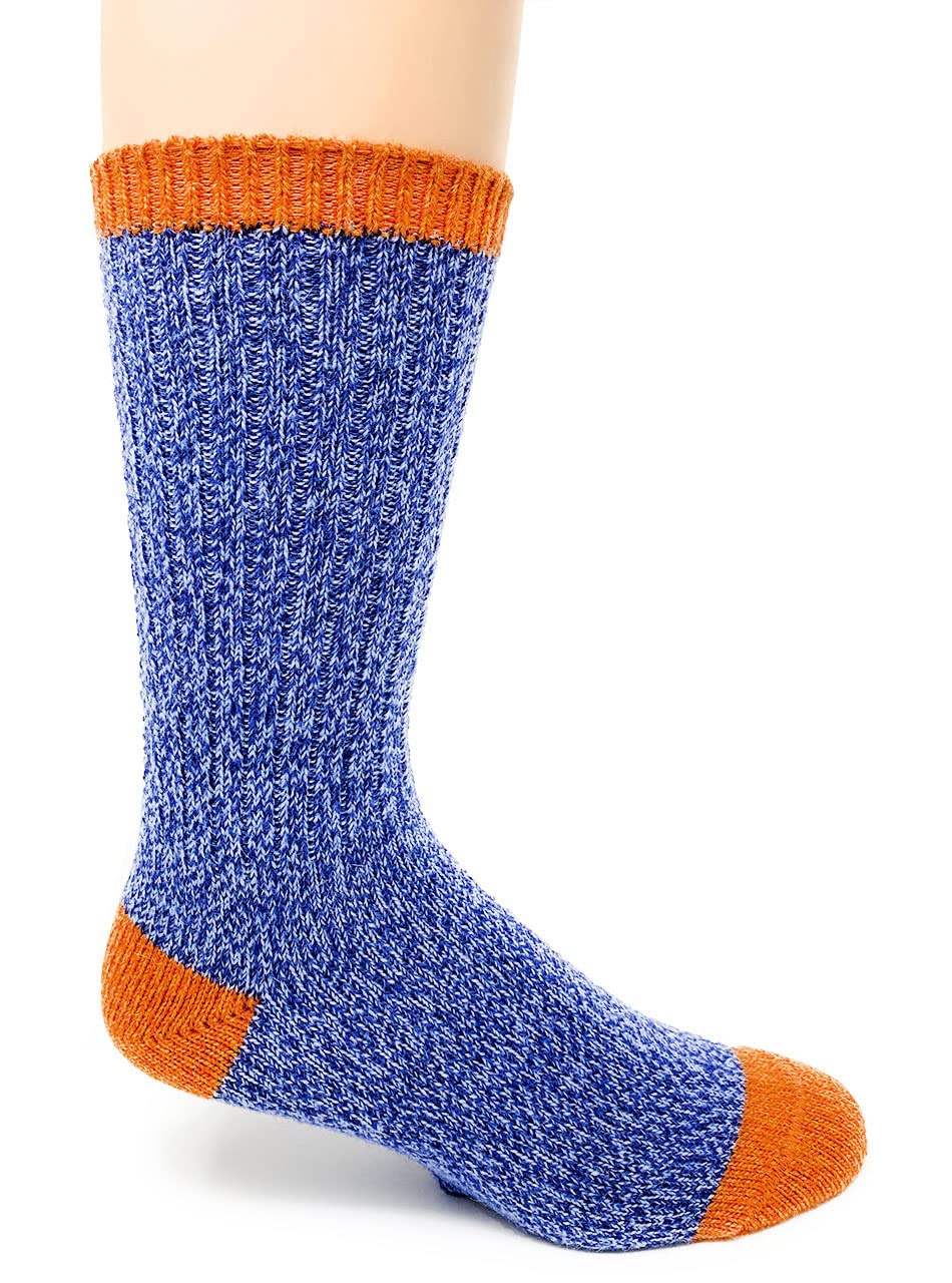 WARRIOR ALPACA SOCKS - Unisex Base Camp Alpaca Wool Hiking Socks for Men & Women (Medium, Blue/Orange)