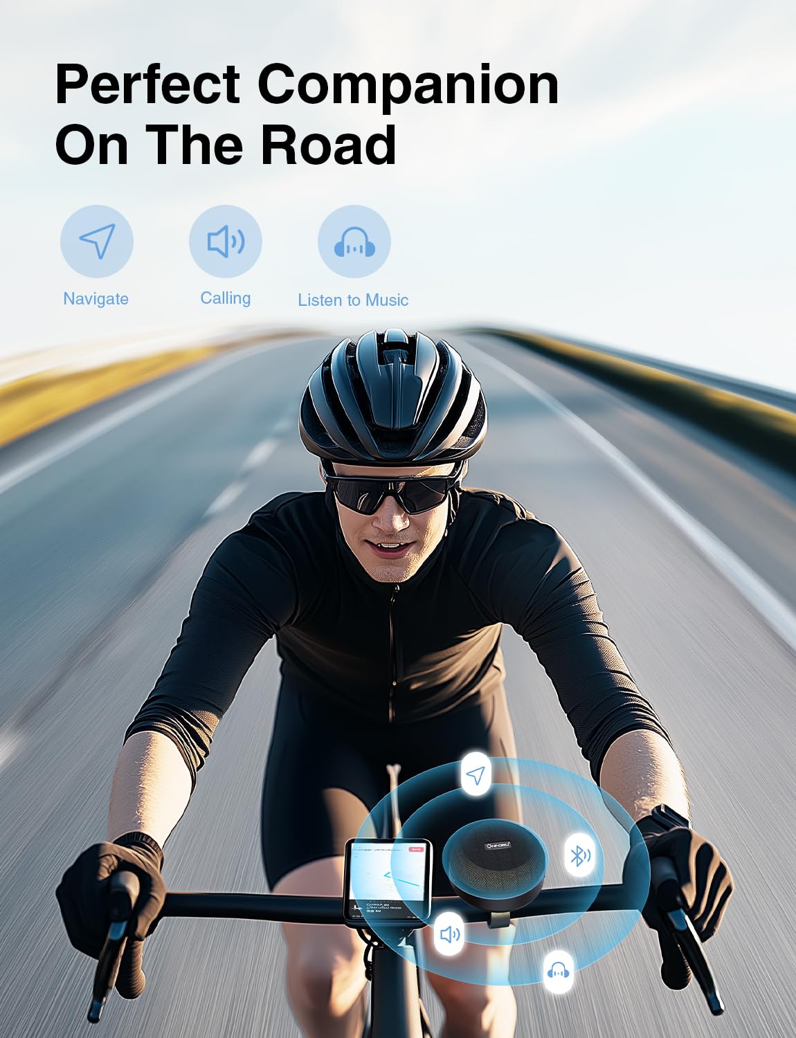 Onforu Outdoor Waterproof Bluetooth Bike Speaker, Wireless Portable Mini Travel Bike Speakers, Integrated Design Bicycle Scooter Speaker with Loud Sound for Riding, Sports, Bike Accessories