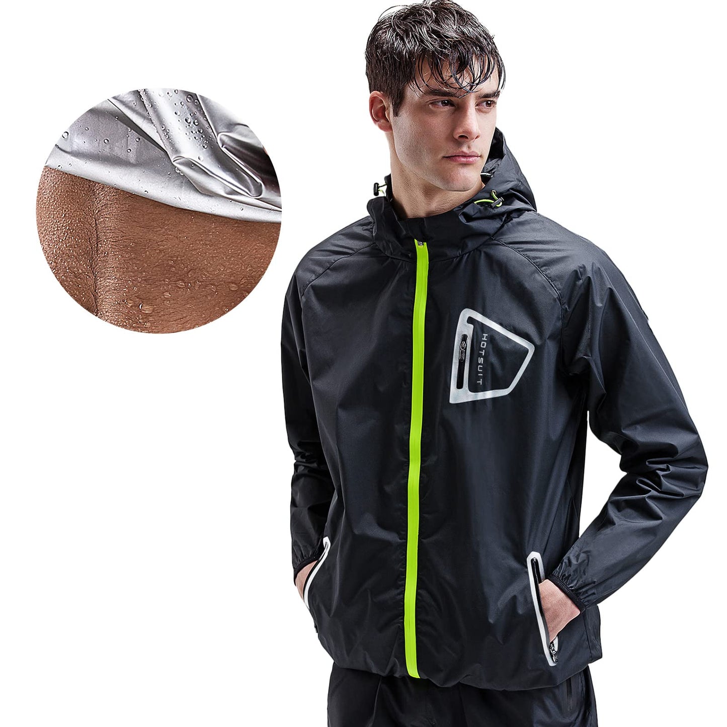 HOTSUIT Sauna Suit Workout Jacket - Men Boxing Anti Rip Sweat Suits Tops, Black, M