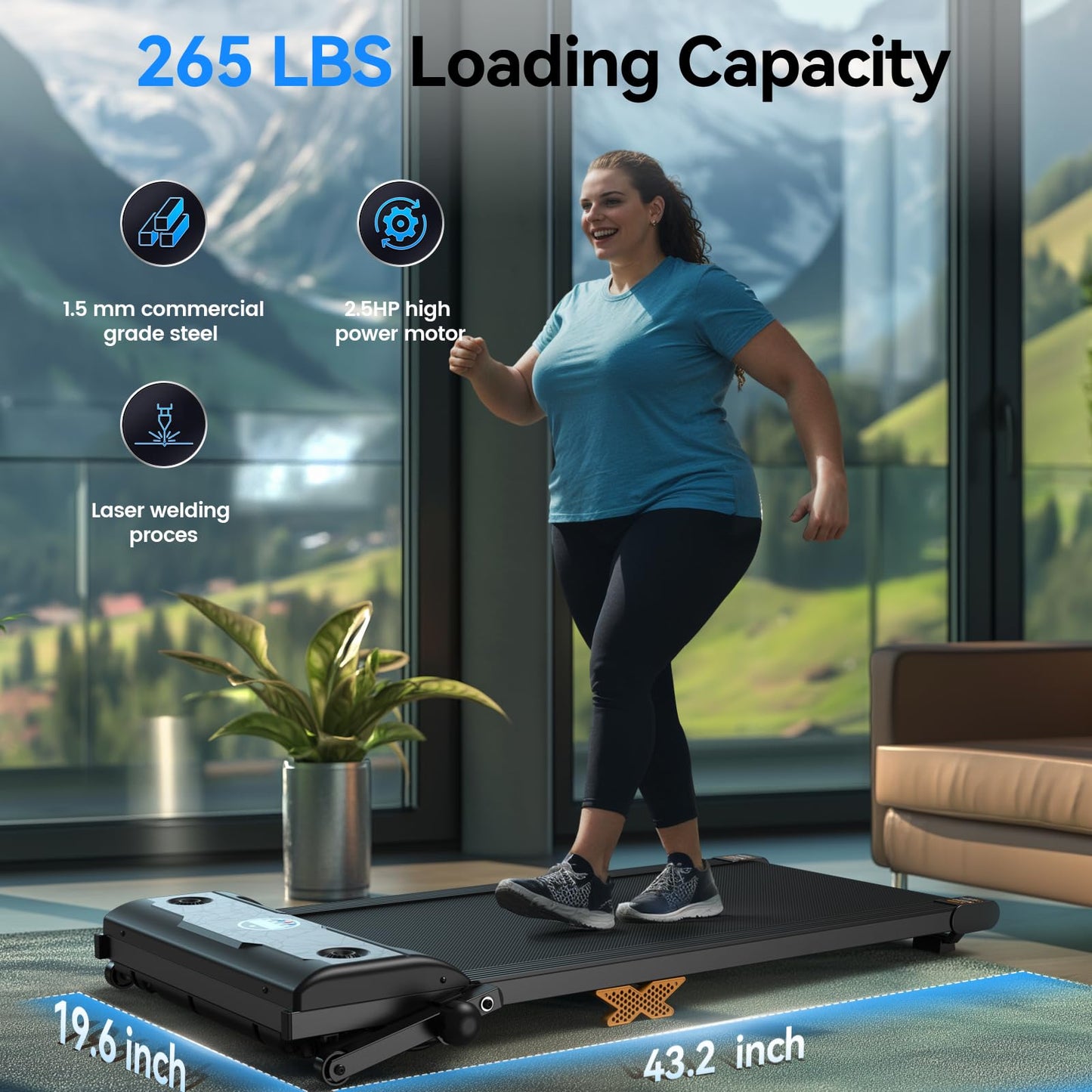 Servfit Walking Pad with Incline, 2.5HP Under Desk Treadmill, 3 in 1 Portable Treadmill with Remote Control, LED Display, Hidden Safety Switch, Mini Walking Jogging Machine for Home Office