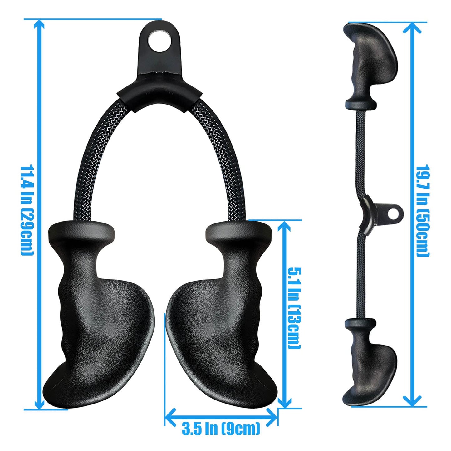 Ergonomic Tricep Rope Pull Down Attachment, Upgraded Long Triceps Rope Cable Attachments for Gym, LAT Pull Down Bar for Cable Machine, Tricep LAT Pulldown Workout Cable Attachments (Hand ROPE-01)