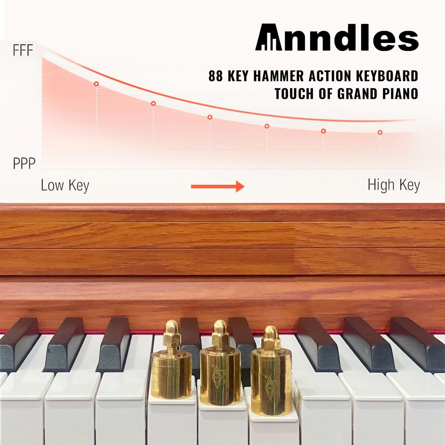 Anndles Keyboard Piano,Digital Piano Weighted For Beginner,Electric Piano 88 Keys,USB MIDI and Headphone Jack,Three Pedal