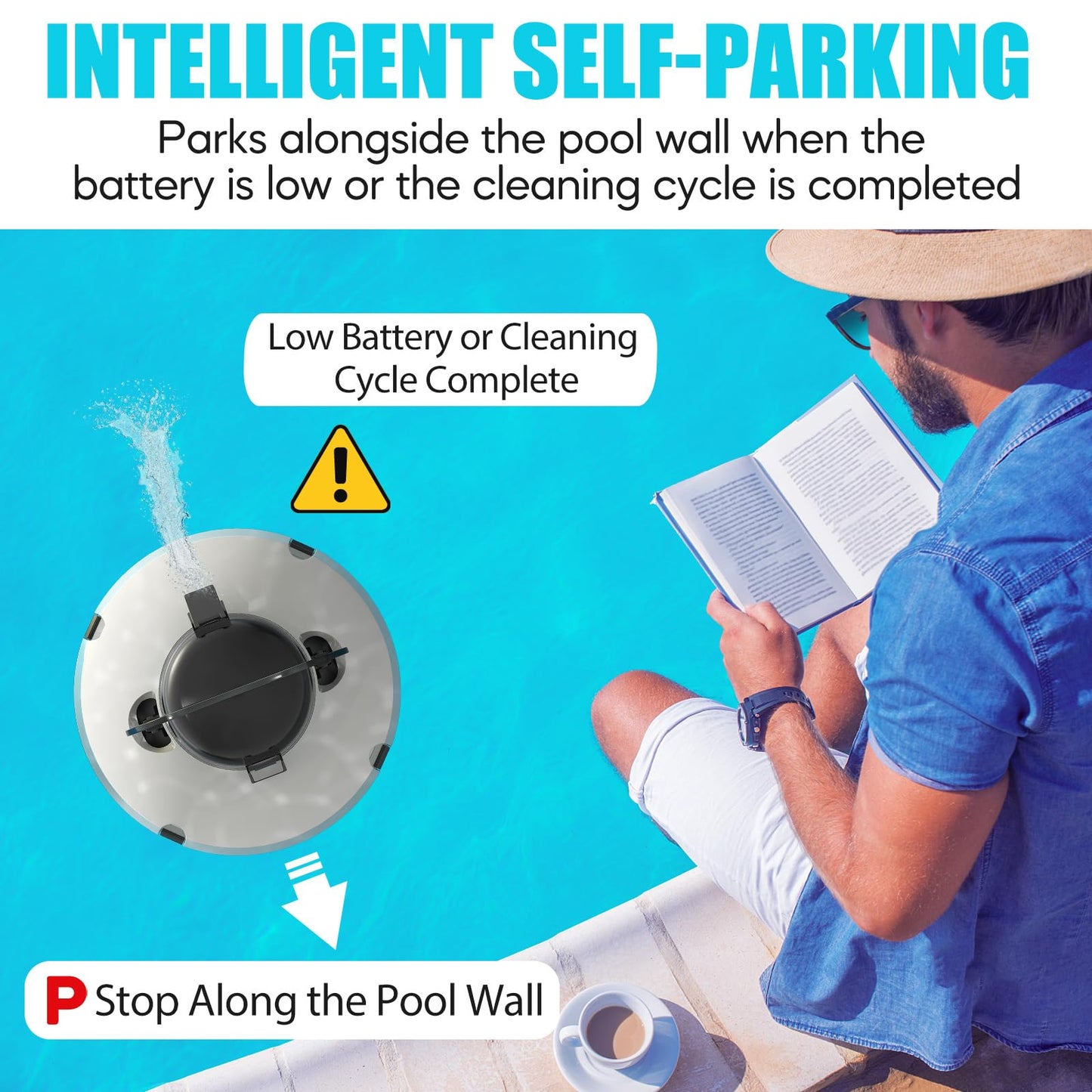 (2025 Upgrade) Cordless Robotic Pool Cleaner, Pool Vacuum for Above Ground Pool with 120 Mins Runtime, Auto-Parking Robot Pool Cleaner for Inground Flat Pools Up to 1000 sq.ft