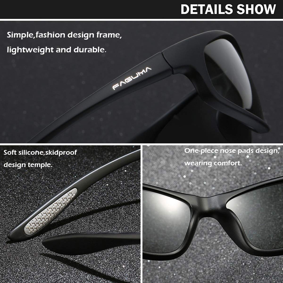 FAGUMA Polarized Sports Sunglasses For Men Cycling Driving Fishing 100% UV Protection
