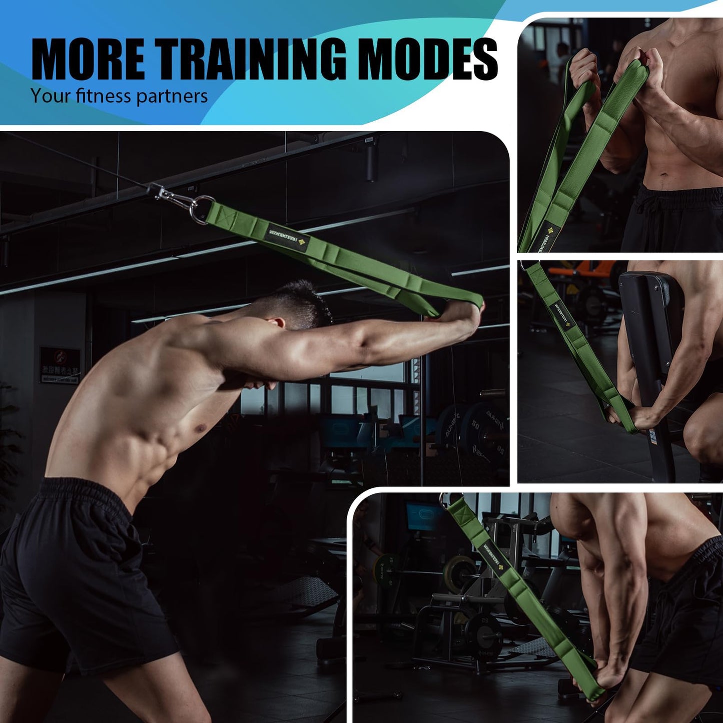 MANUEKLEAR Tricep Rope Cable Attachment Handles, Greater Range of Motion, Tricep Pull Down Rope for Push Downs, Crunches, Facepulls for Professional Gym (Green)
