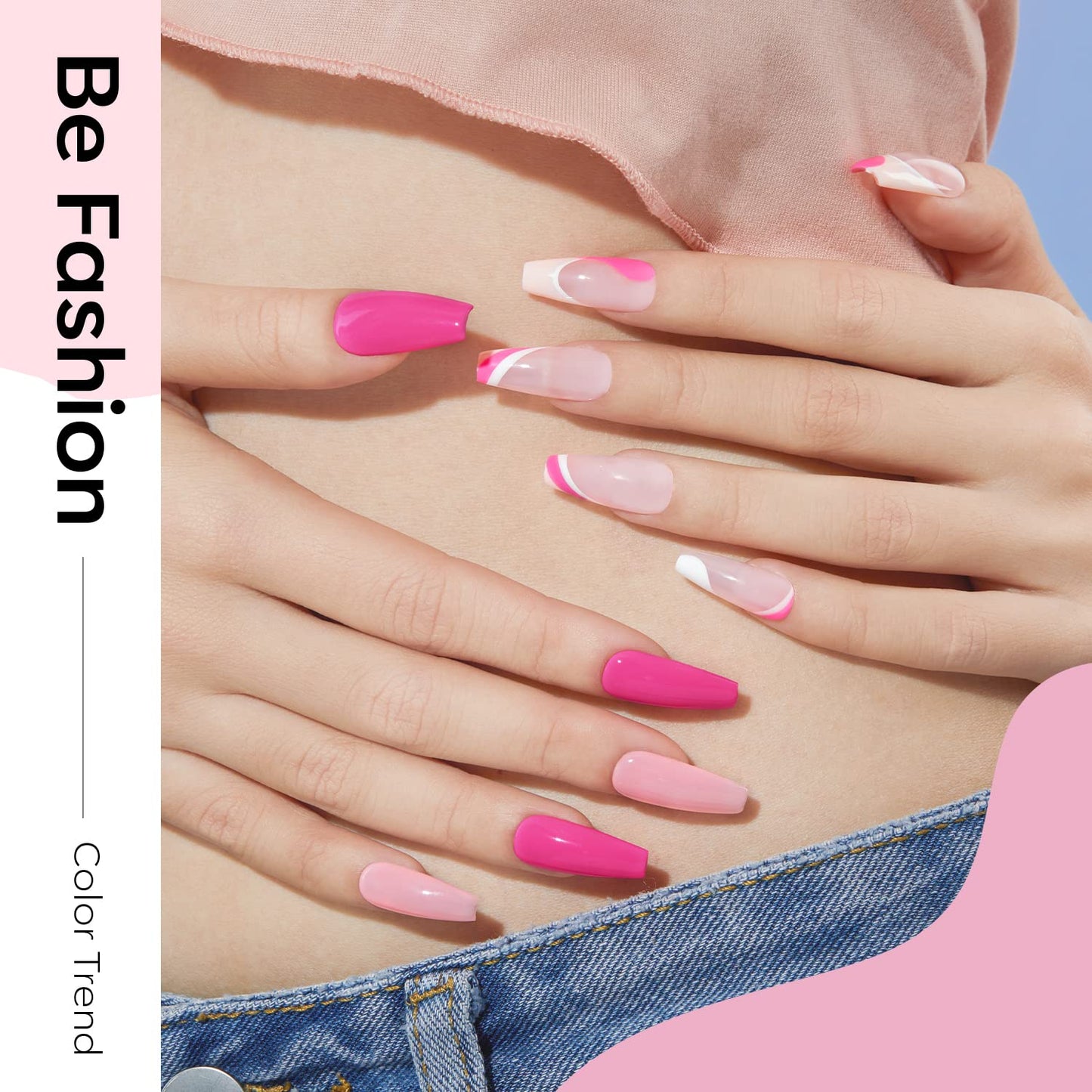 modelones Gel Nail Polish Set, 6 Colors Light/Hot/Nude Pink Jelly Gel Nail Polish White Summer Bright Nail Polish Kit with Nail Art Liner Brush Soak Off French Manicure DIY Salon Gifts