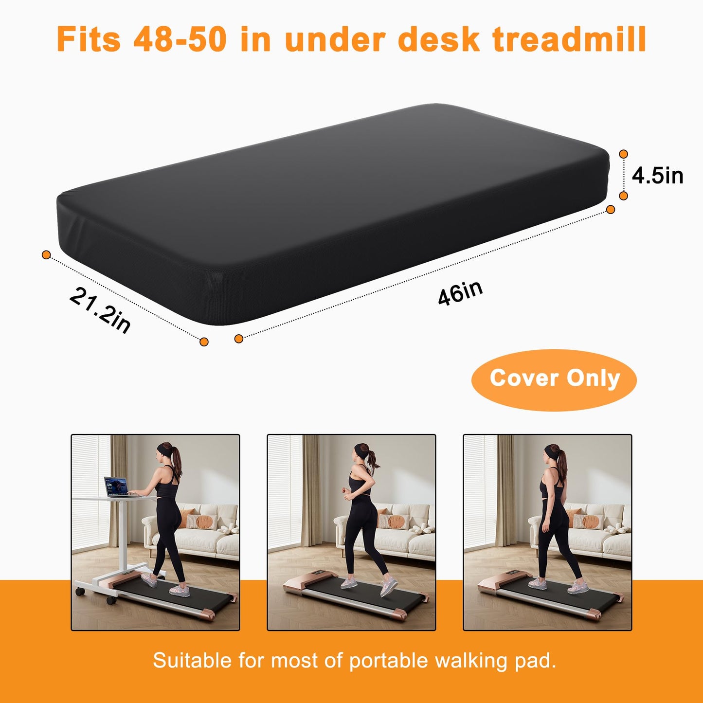 Walking Pad Cover, Under Desk Treadmill Coverfor Home, Waterproof and Dustproof Under Desk Treadmill Cover Fit for 48-56 in Portable Folding Treadmill and Office Under Desk Walking Treadmill