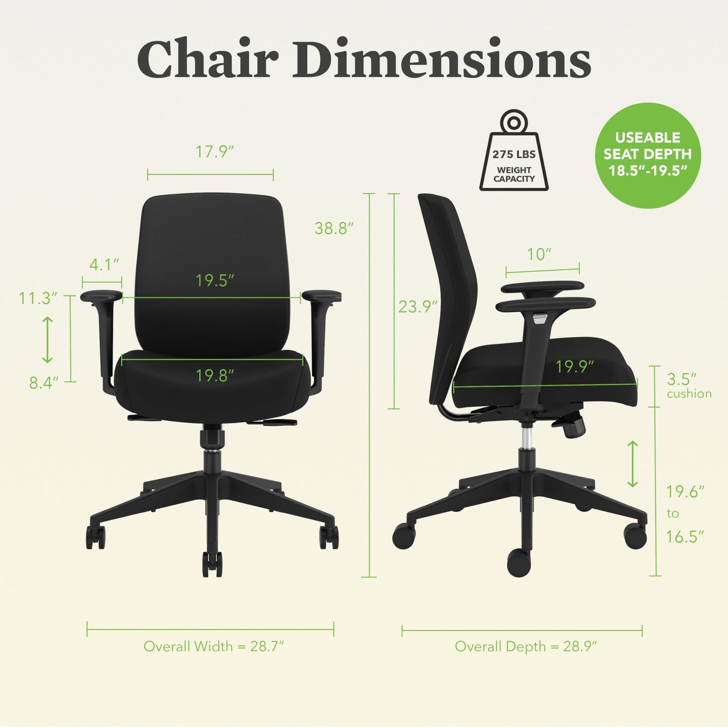 HON Altern Ergonomic Fabric Office Chair with Arms, Wheels, Foam Cushion Seat, Low Back Home Office Desk Chair Comfy, Height Adjustable Arms, Synchro-Tilt, Seat-Slide, Black