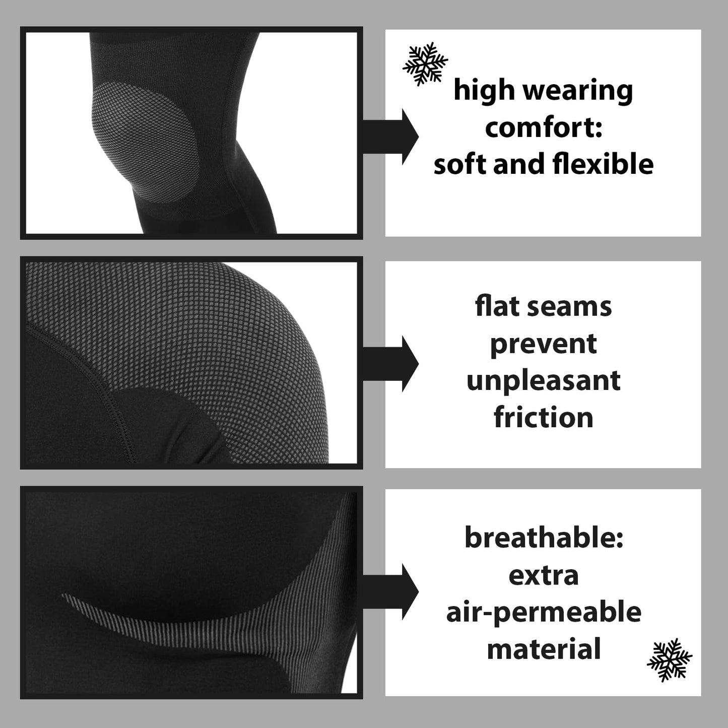 ALPIDEX Functional Wear Thermal Underwear Woman Ski Breathable Quick Drying Clothing Warm Base Layer Ladies Cold Weather Set Long Johns Top Bottom, Size:S/M, Colour:Black-Grey