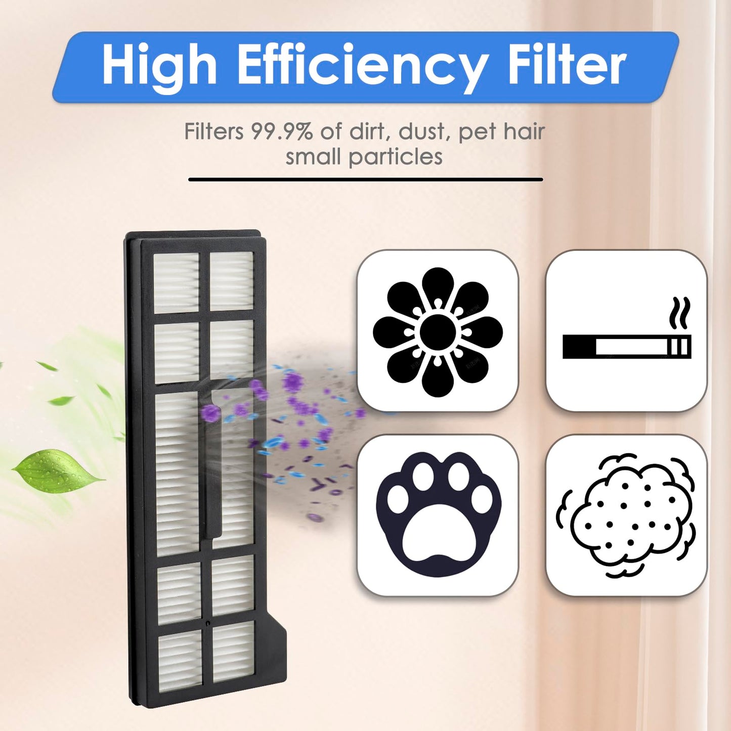 (4 Pieces) Replacement HEPA Filter Compatible with Eufy X10 Pro Omni Robot Vacuum Cleaners, Replacement Parts Filters, 4 Filters
