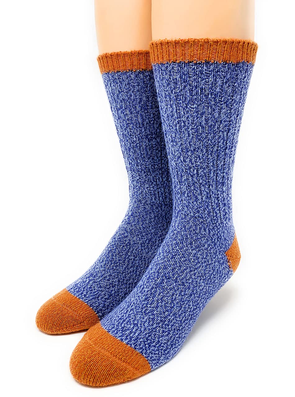 WARRIOR ALPACA SOCKS - Unisex Base Camp Alpaca Wool Hiking Socks for Men & Women (Medium, Blue/Orange)