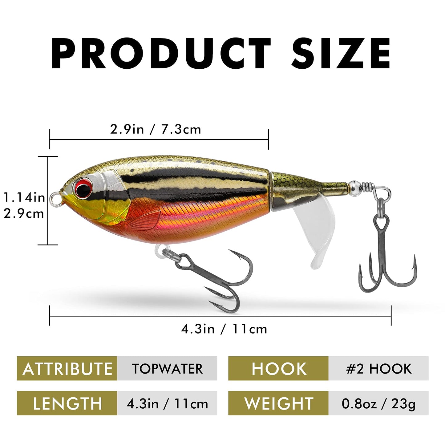 TRUSCEND Fishing Lures with BKK Hooks, Whopper Fishing Lures for Freshwater or Saltwater, Lure for Bass Catfish Pike, Fishing Wobble Bass Bait Teasers Fishing Gifts for Men