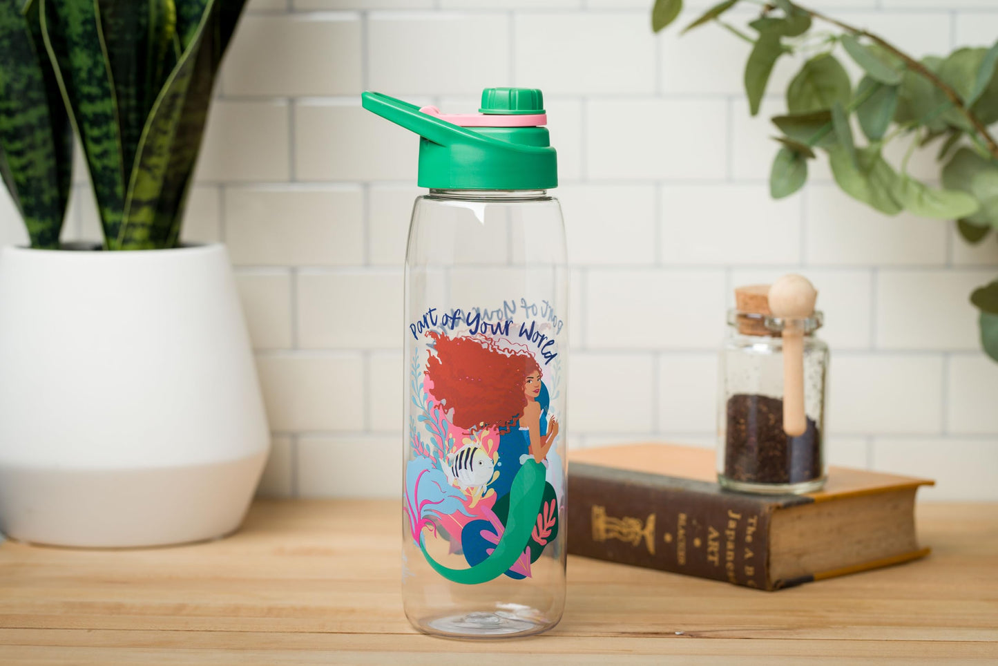 Silver Buffalo The Little Mermaid Ocean Of Dreams Water Bottle With Screw Lid, 28 Ounces, Multicolor