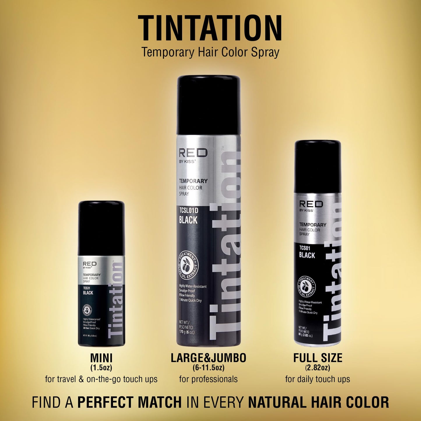 Red by Kiss Tintation Temporary Hair Color Spray, Instant Gray Root Touch Up Coverage, Water-Resistant & Smudge-Proof, Easy Wash Out, Barber & Hairline Touch-Up, Quick-Dry (Honey Blonde, 2.82 oz)