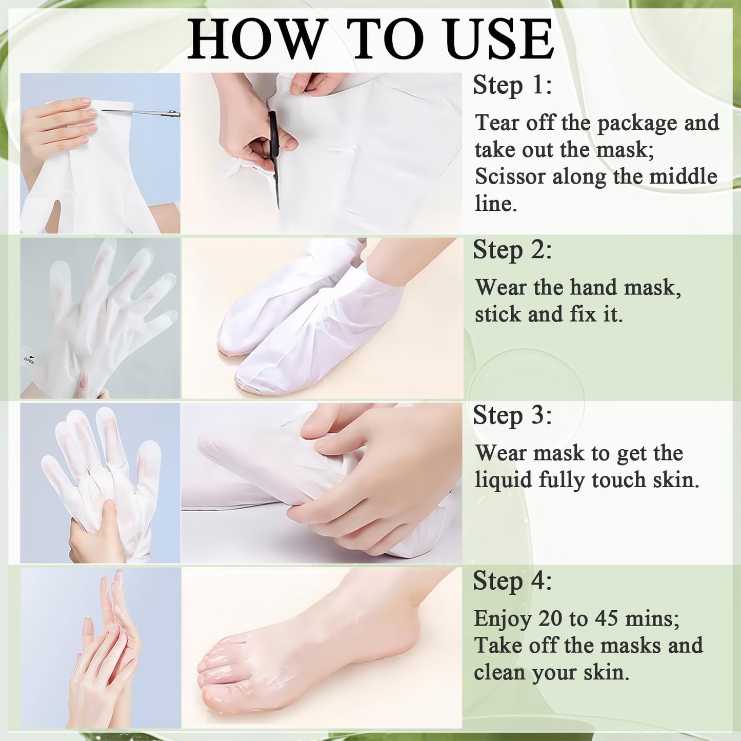 ASMAYSA Hydrating Hand and Foot Mask, 5 Pcs Foot Mask Peel & 5 Pcs Moisturizer Gloves with Aloe Vera Extracts, Moisturizing and Softening Hand & Foot Mask for Women Men Spa at Home