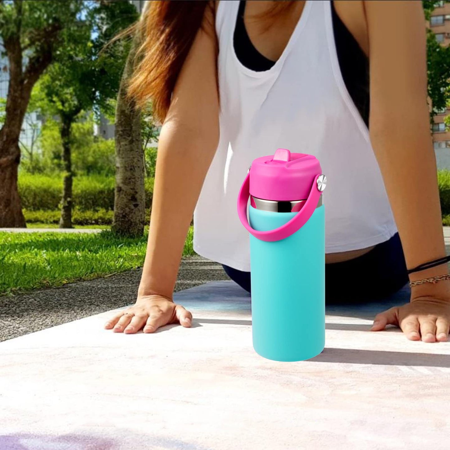 Straw Lid for Hydro Flask Wide Mouth, Lids with Straw for Hydroflask 12 16 18 20 32 40 oz Wide Mouth, Replacement Straw Cap for Hydroflask, Top Sport Bottle Lids Accessories,Carnation