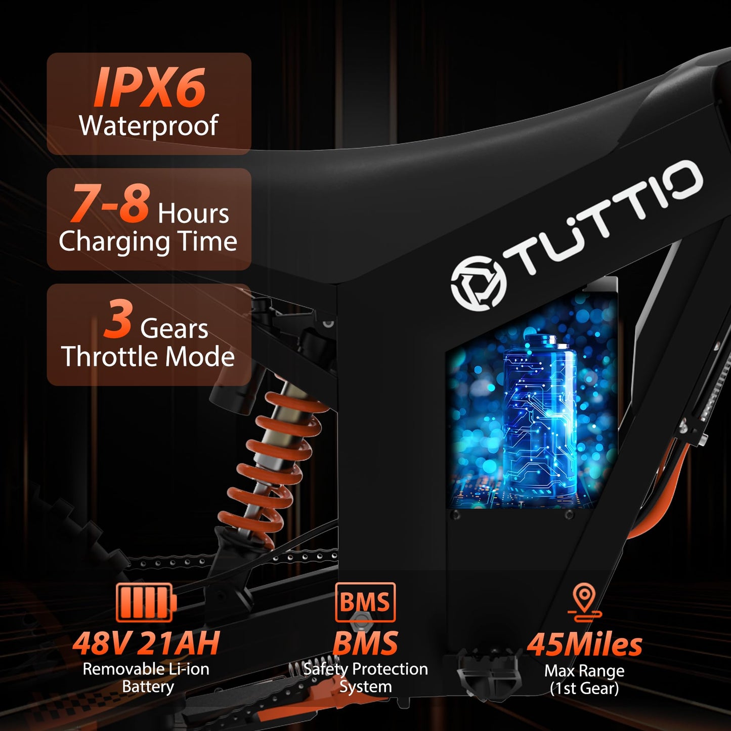 Tuttio Electric Dirt Bike Teens Adults - 48V 21AH Electric Bicycle 14"/12" Fat Tire Off Road High Torque Mini E Motocross Motorcycle Dirt Bike