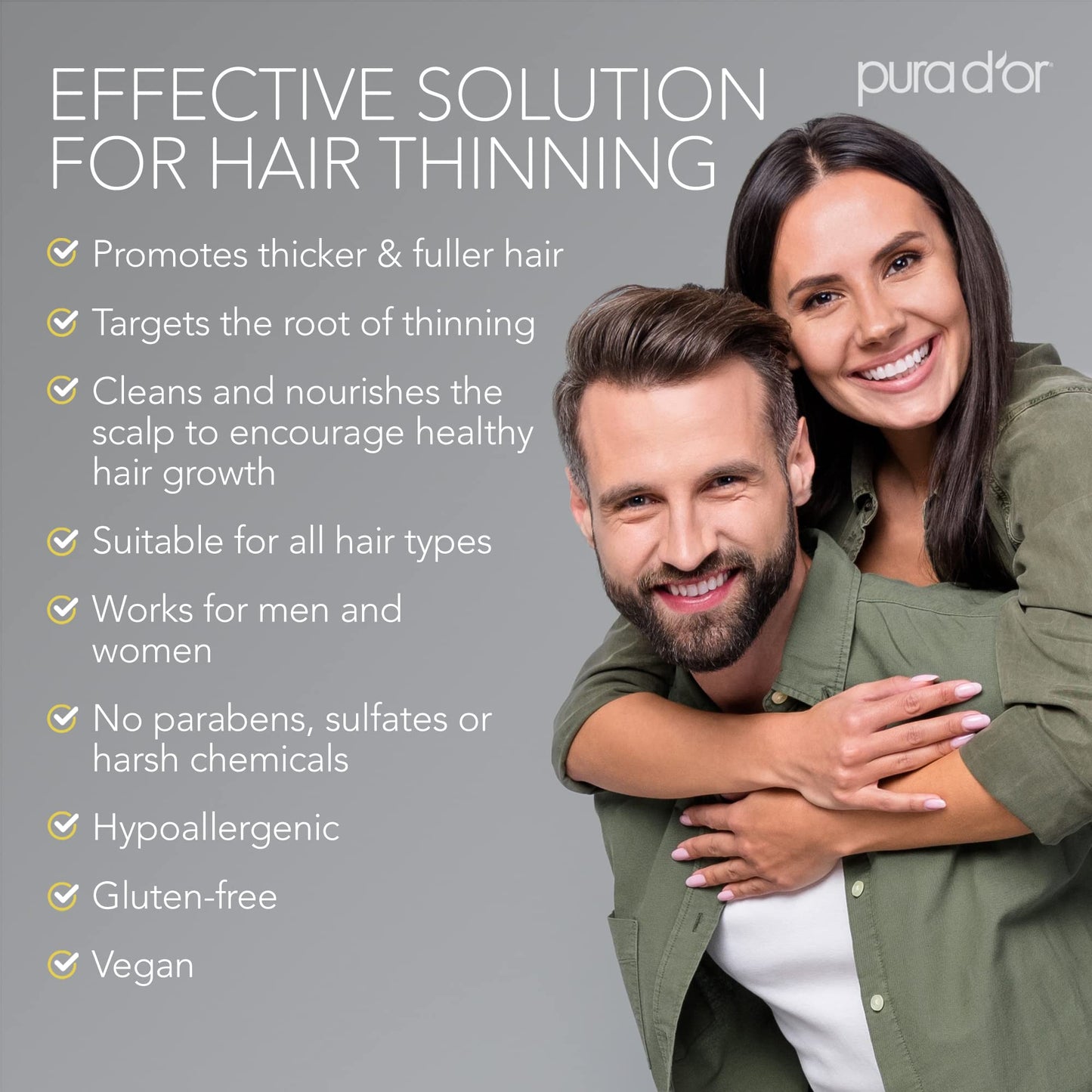 PURA D'OR Anti-Thinning Biotin Shampoo & Deep Moisturizing Conditioner Original Gold Label Set (24oz x2) Natural Earthy Scent, CLINICALLY TESTED Effective Results, DHT Blocker Thickening, Women & Men