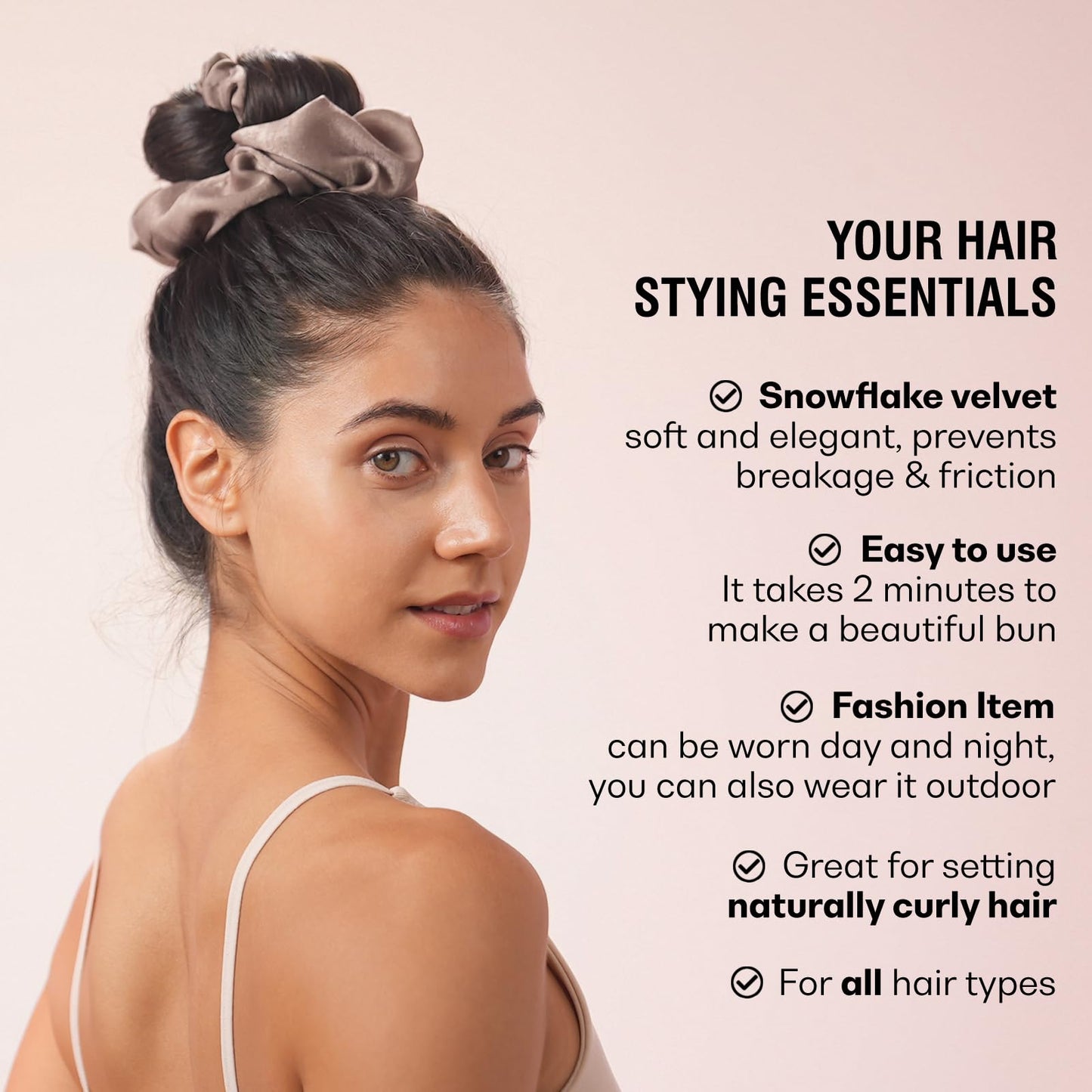BLINKEEN Heatless Curling Scrunchie, Heatless Hair Curler to Sleep In, No Heat Curls for Long Hair, Soft Sleep Hair Roller (Black)