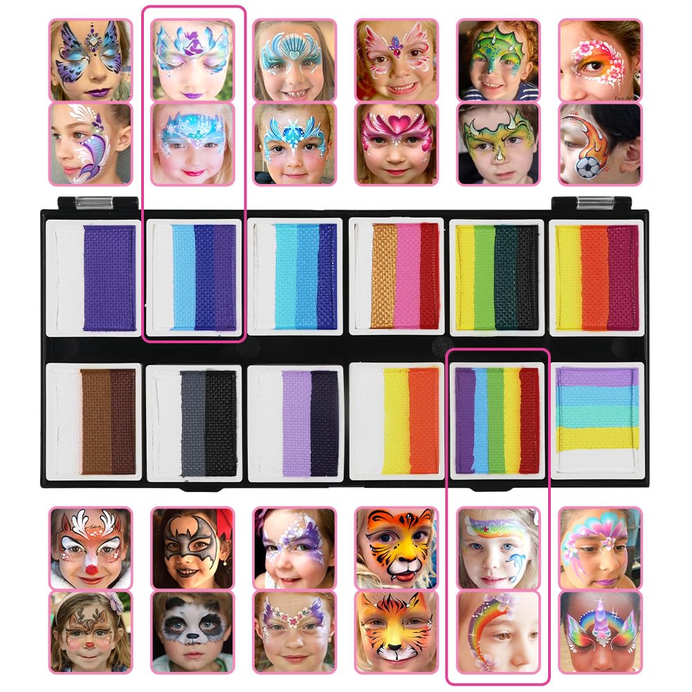 Anka Bella Professional Split Cake Face Paint(120gm),Water Based Face Painting Kit for Kids & Adults,Hypoallergenic & Non-Toxic,Gift for Birthday Parties/Halloween/Carnival